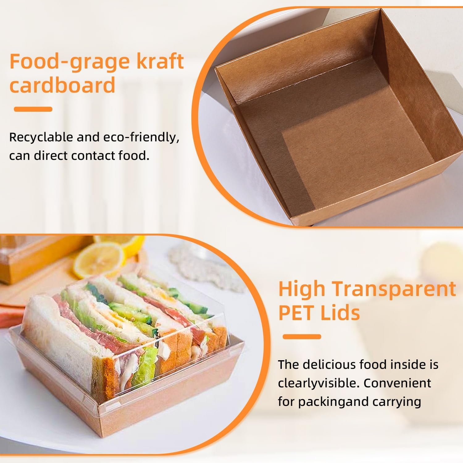 Wholesale 5.32 x 4.92 x 2.36 Inch Charcuterie Boxes with Clear Lids Square Disposable Paper Dessert Bakery Containers for Deli Treats Sandwiches Cookies 100 Pack Brown Factory