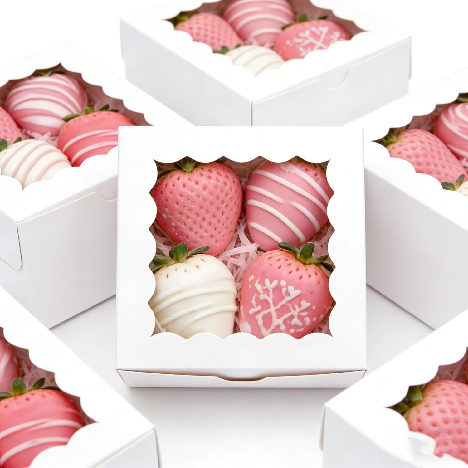Wholesale 50pcs 4x4x2.5 Inch Cookie Bakery Boxes with Window for Treats Desserts Wedding Favors Parties White Factory