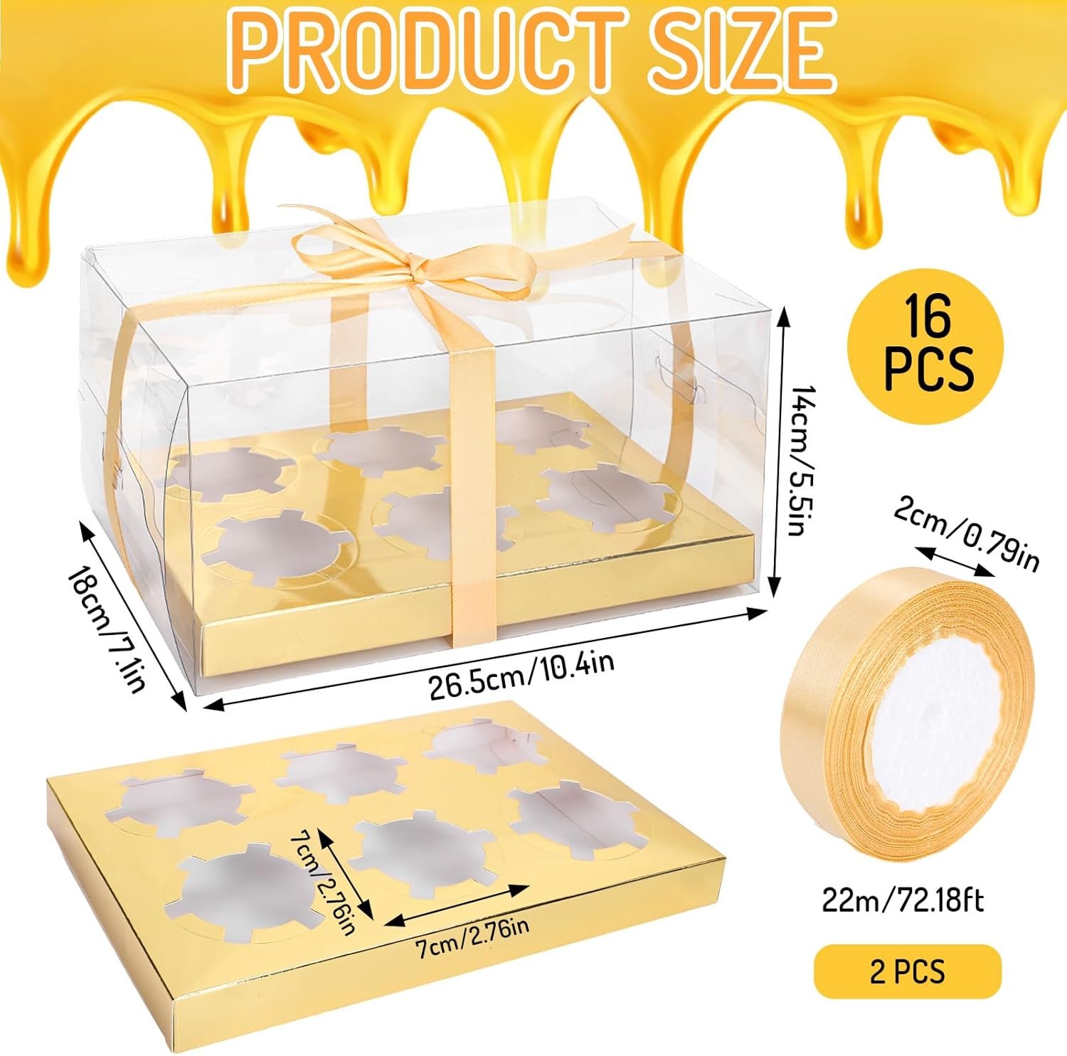 Wholesale 16 Sets 6-Count Clear Rectangle Cupcake Boxes Plastic Bakery Cake Containers Holders with Ribbon for Wedding Birthday Baby Shower Favors Factory