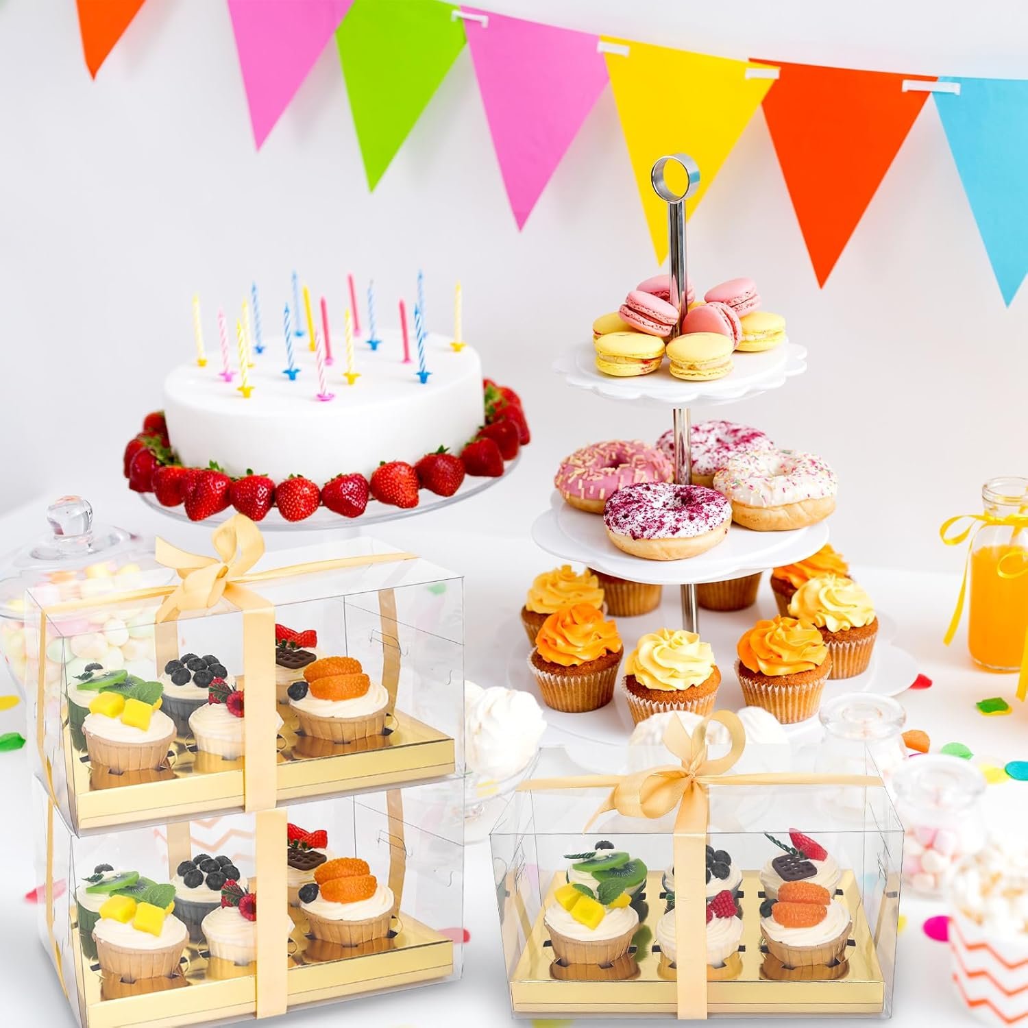 Wholesale 16 Sets 6-Count Clear Rectangle Cupcake Boxes Plastic Bakery Cake Containers Holders with Ribbon for Wedding Birthday Baby Shower Favors Factory