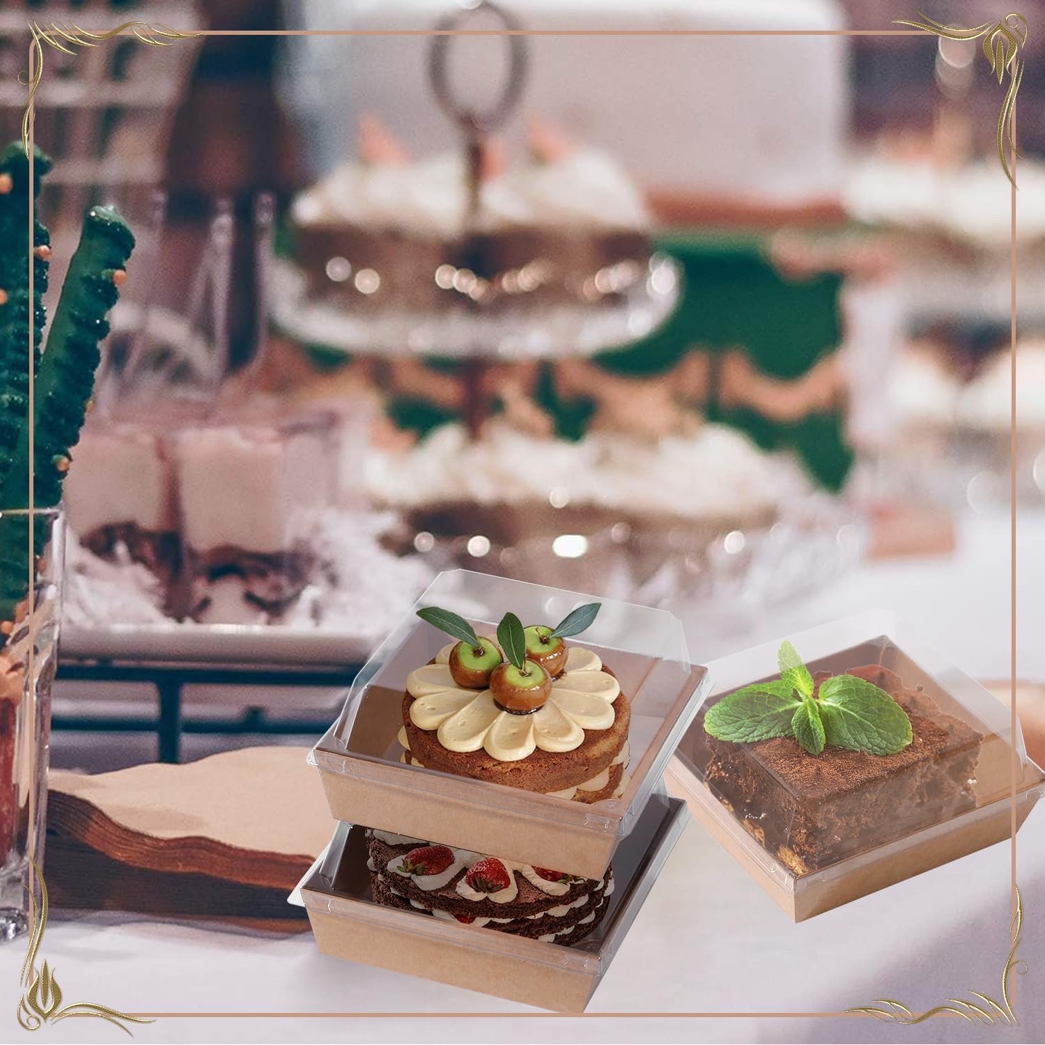 Wholesale 100 Pack 5-Inch Small Charcuterie Boxes with Clear Lids Disposable Mini Food Containers for Sandwiches Sushi Bakery Desserts Cake Slices Strawberries Brown Factory