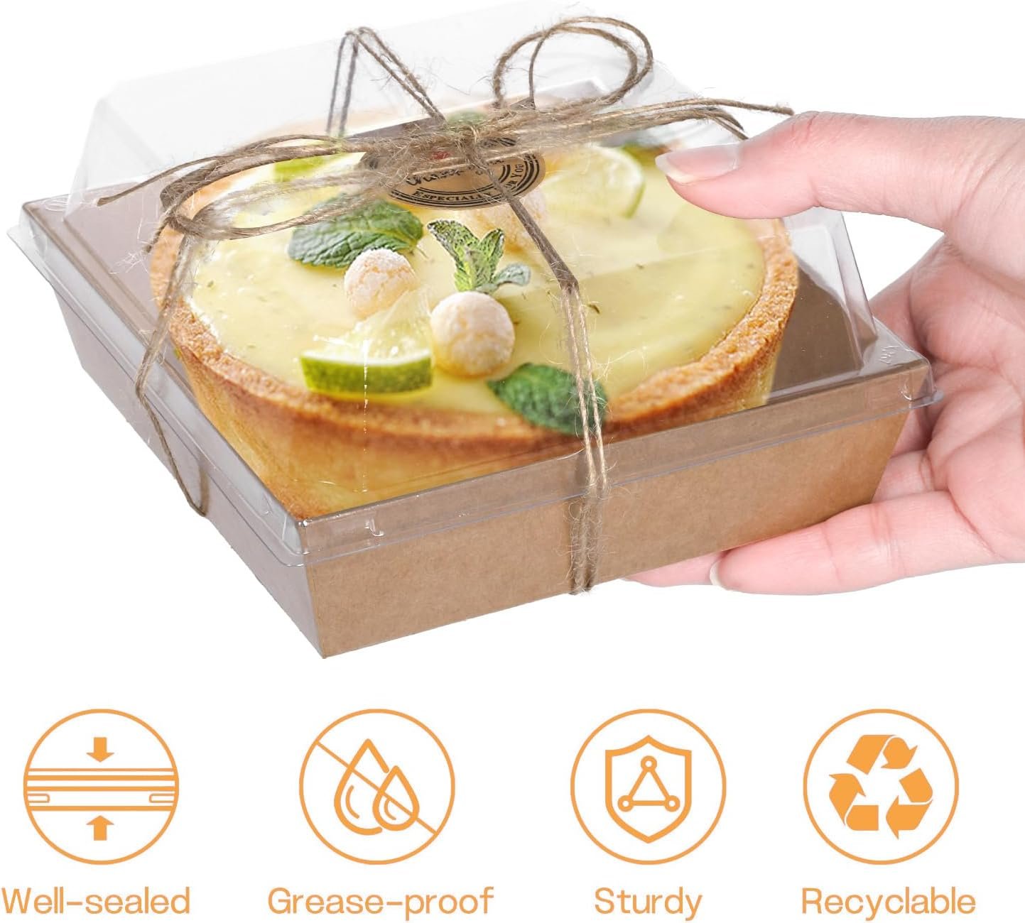 Wholesale 100 Pack 5-Inch Small Charcuterie Boxes with Clear Lids Disposable Mini Food Containers for Sandwiches Sushi Bakery Desserts Cake Slices Strawberries Brown Factory