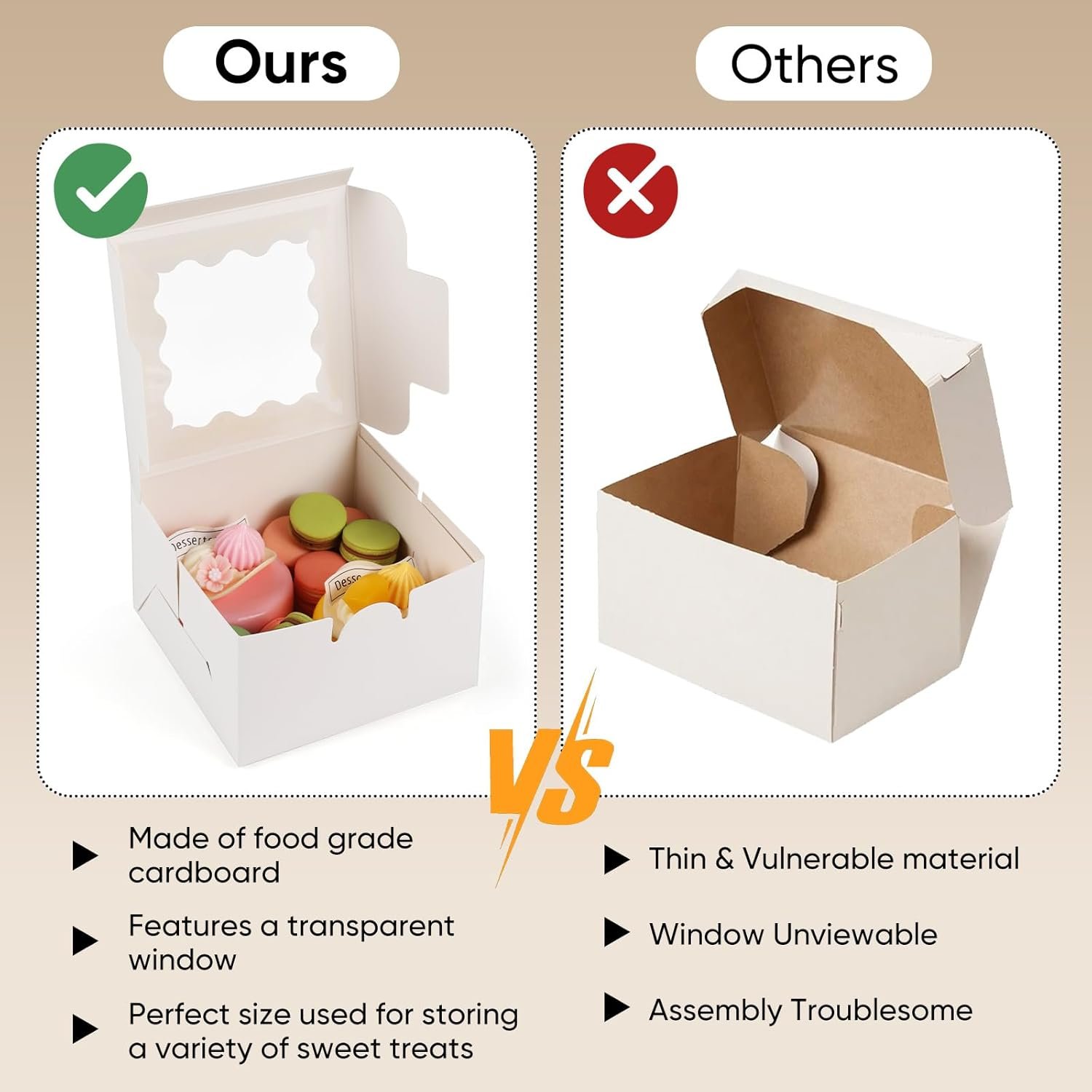 Wholesale 50 Pack 4x4x2.5 Inch White Kraft Paper Bakery Boxes with Window and Tags for Cookies Pastries Pies Donuts Macarons Strawberries Factory Wholesale 50 Pack 4x4x2.5 Inch White Kraft Paper Bakery Boxes with Window and Tags for Cookies Pastries Pies Donuts Macarons Strawberries Factory