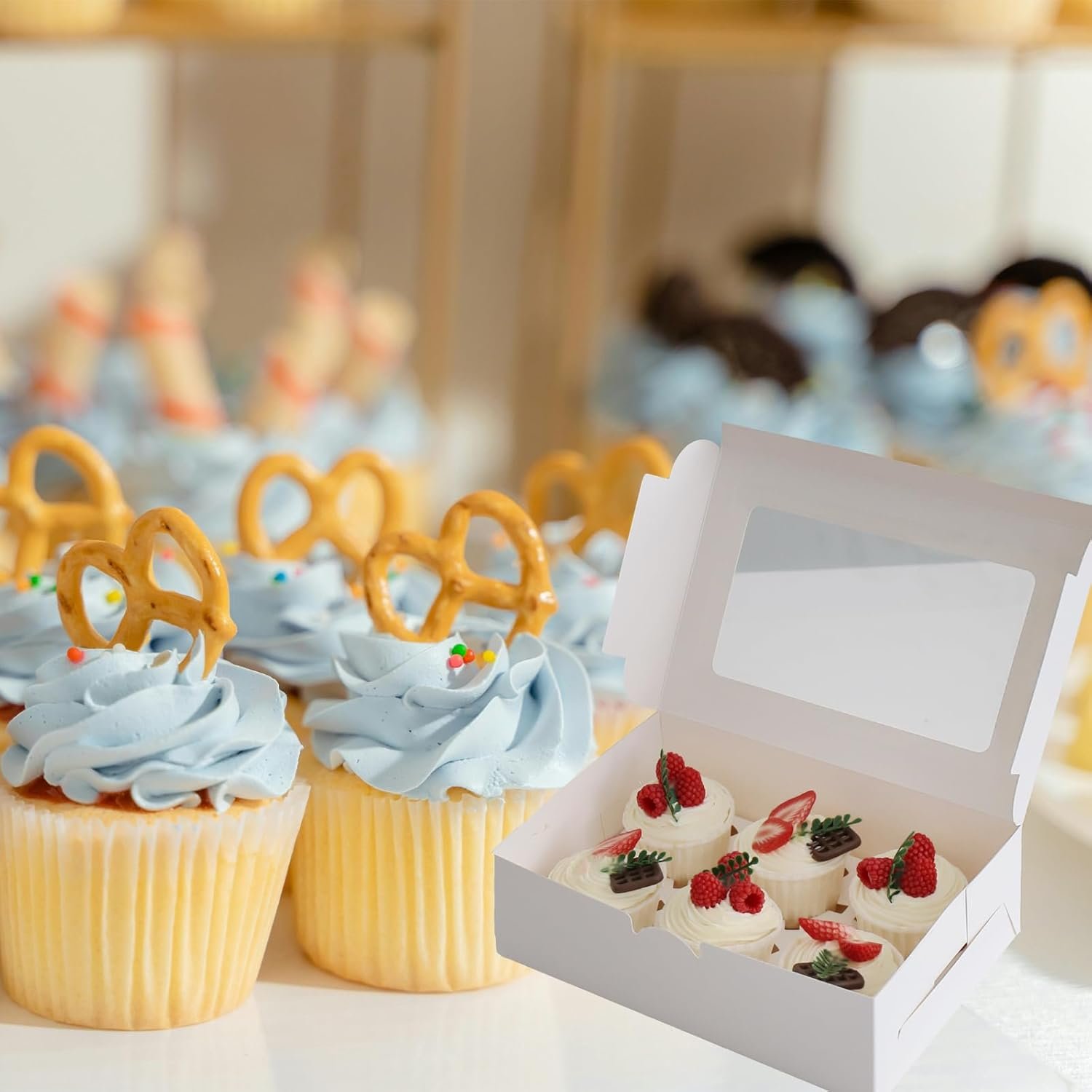 Wholesale 30 Pack Clear Window Cupcake Boxes 9.4 x 6.3 x 3 Inches Food Grade Easy Assembly Containers for Muffins Cookies Candies Bakery Factory Wholesale 30 Pack Clear Window Cupcake Boxes 9.4 x 6.3 x 3 Inches Food Grade Easy Assembly Containers for Muffins Cookies Candies Bakery Factory