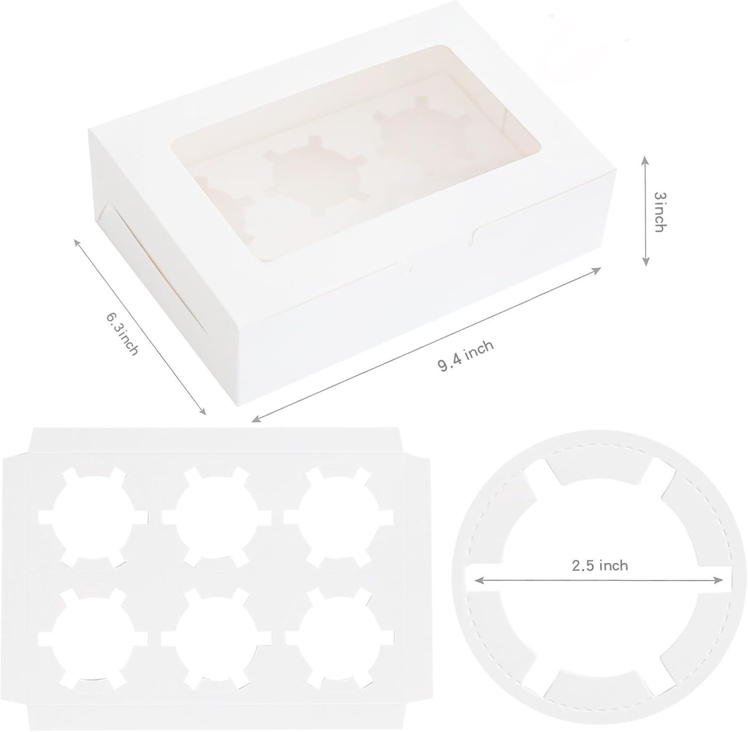 Wholesale 30 Pack Clear Window Cupcake Boxes 9.4 x 6.3 x 3 Inches Food Grade Easy Assembly Containers for Muffins Cookies Candies Bakery Factory Wholesale 30 Pack Clear Window Cupcake Boxes 9.4 x 6.3 x 3 Inches Food Grade Easy Assembly Containers for Muffins Cookies Candies Bakery Factory