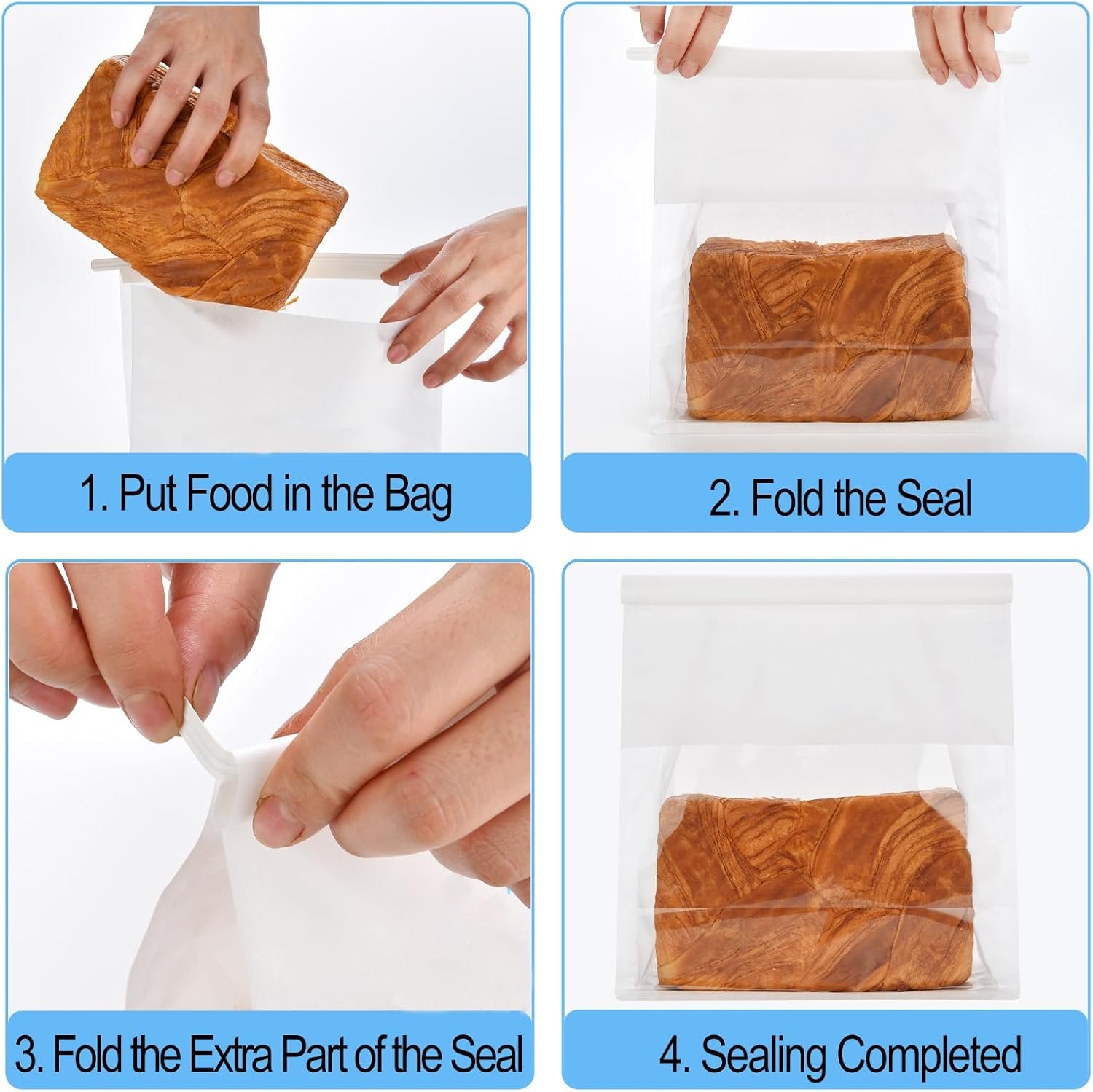 Wholesale 50 Large Bread Bags with Tabs Window and Ties for Sourdough Loaf Storage Baked Goods Packaging 11'' x 8.7'' x 4.3'' White Factory