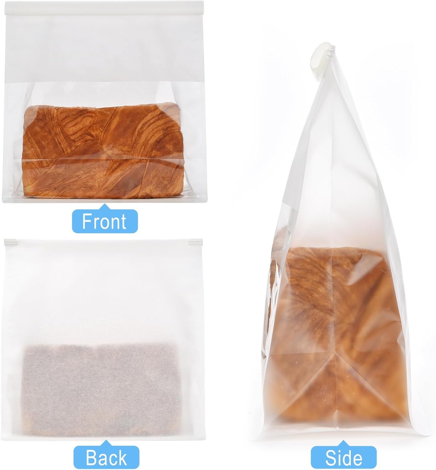 Wholesale 50 Large Bread Bags with Tabs Window and Ties for Sourdough Loaf Storage Baked Goods Packaging 11'' x 8.7'' x 4.3'' White Factory
