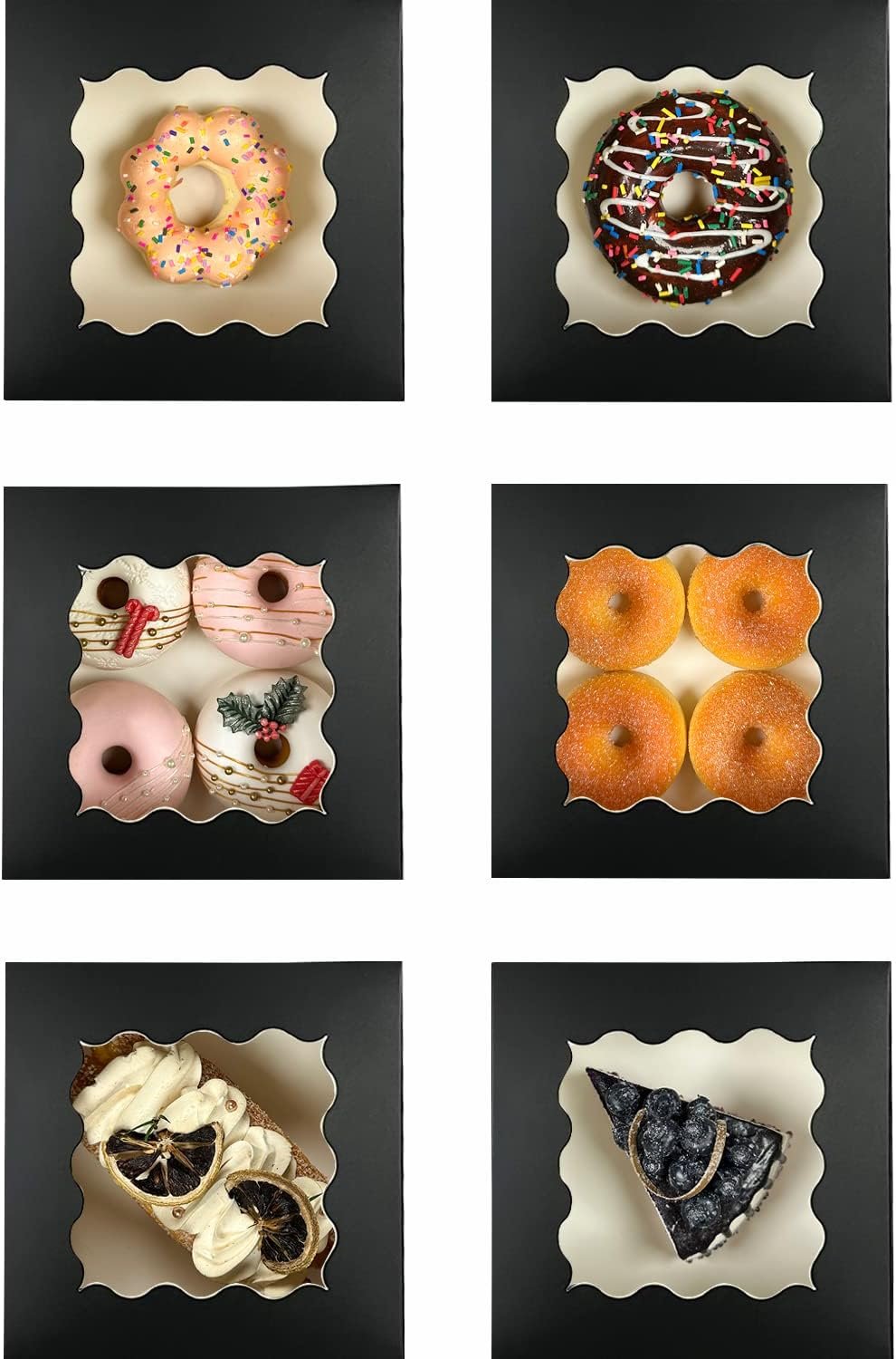 Wholesale Black Bakery Boxes with Window 6x6x3 Inches 30 Pack Thick Sturdy for Macarons Pastries Cookies Factory