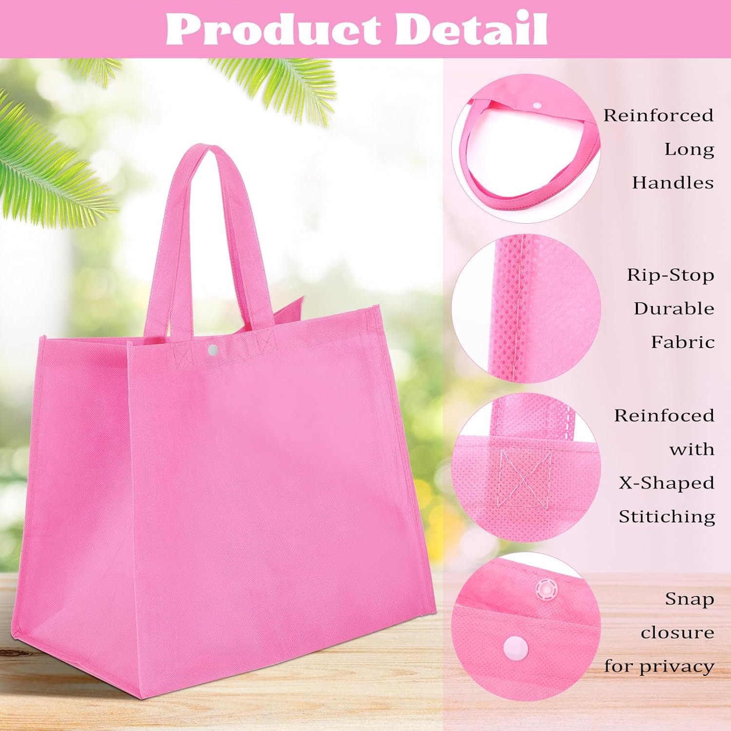 Wholesale 48 Pack Reusable Grocery Bags 13''L x 9.4''W x 15''H Large Foldable Shopping Tote Non-Woven with Handles and Buttons Factory