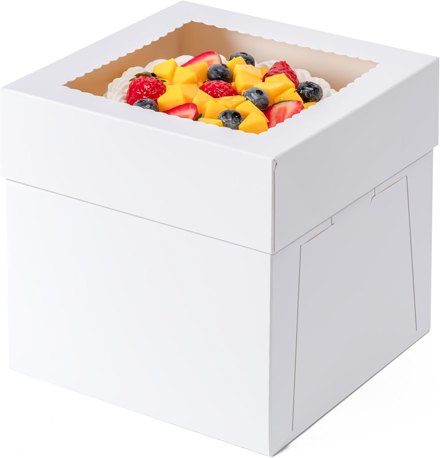 3 Pack Cake Boxes 10 Inch, 10x10x8 Inches Tall Cake Large Box, Disposable Cakes Transport Containers with Lids, Bakery Boxes with Large Window, for Cookies Pies Cupcakes Pastry-Wedding,Birthday, Party