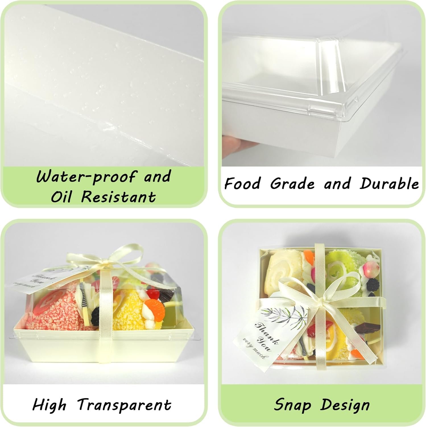 Wholesale 50PCS Charcuterie Boxes Clear Lids 5.3x5x2.5 Inch Paper Bakery Food Containers for Desserts Sandwiches Cookies Cake Slices Strawberries Factory