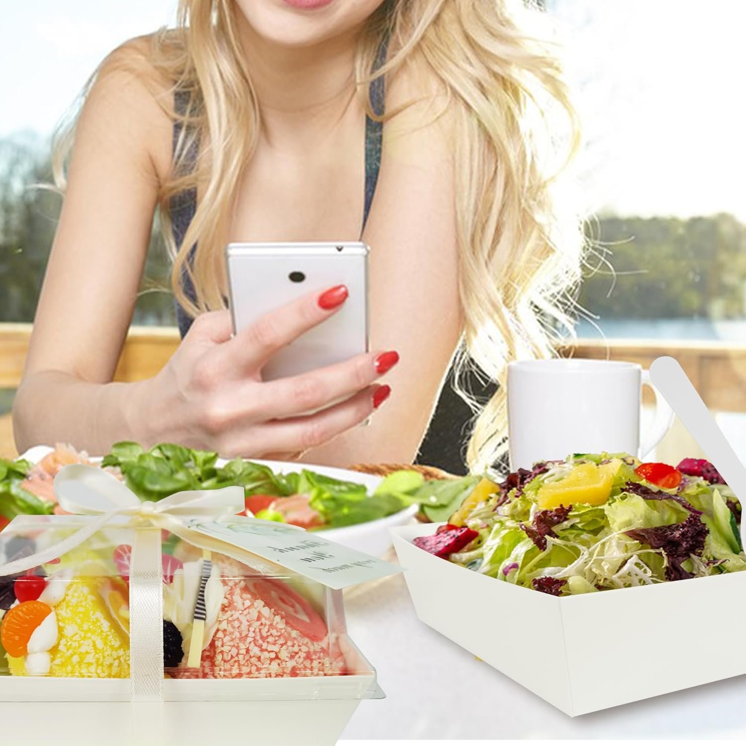 Wholesale 50PCS Charcuterie Boxes Clear Lids 5.3x5x2.5 Inch Paper Bakery Food Containers for Desserts Sandwiches Cookies Cake Slices Strawberries Factory