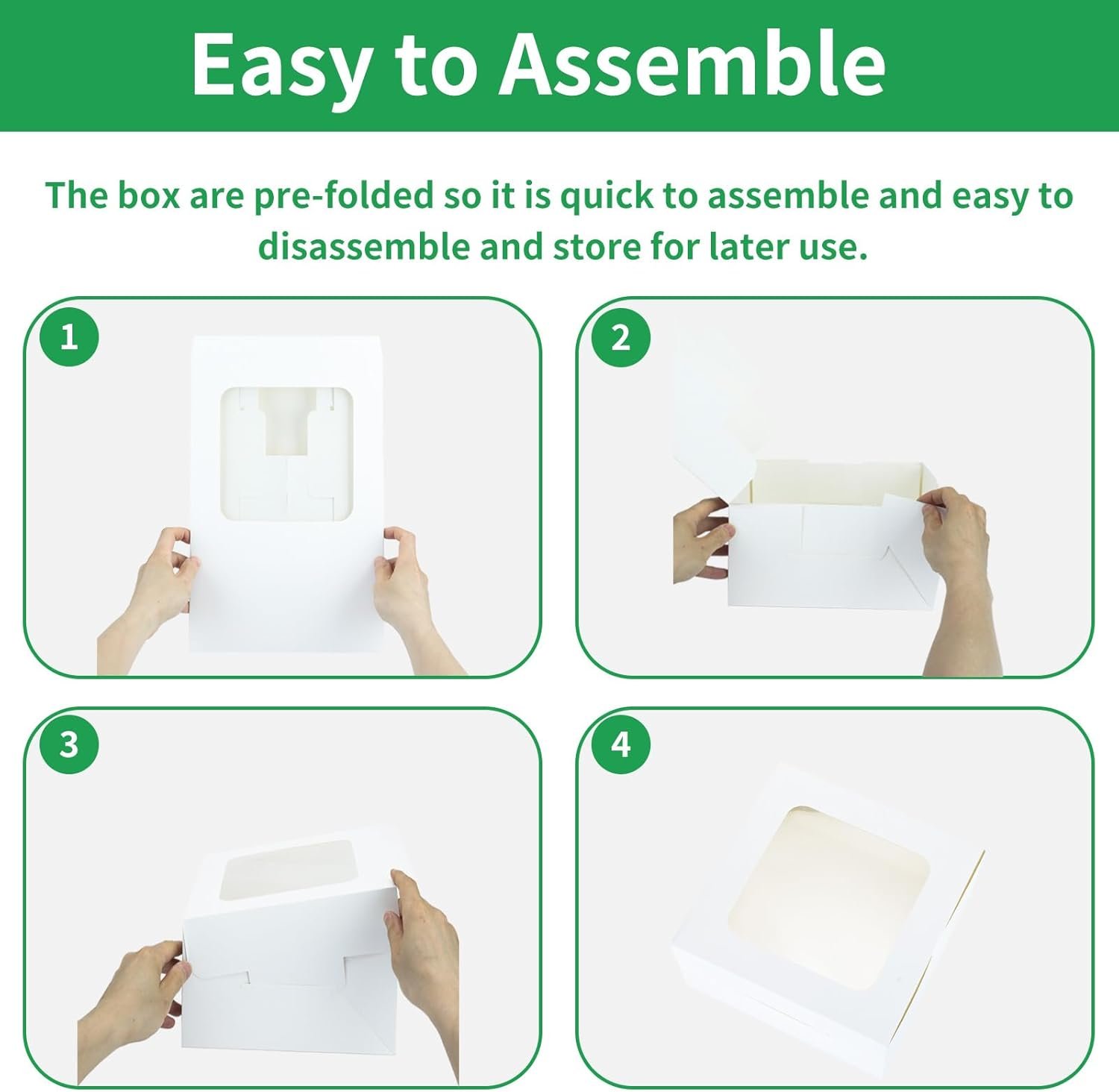 Wholesale 30 Pcs 10 Inch Square Cake Boxes with Clear Window White Disposable Bakery Dessert Pie Pastry Donut Packaging for Bake Goods Factory Wholesale 30 Pcs 10 Inch Square Cake Boxes with Clear Window White Disposable Bakery Dessert Pie Pastry Donut Packaging for Bake Goods Factory