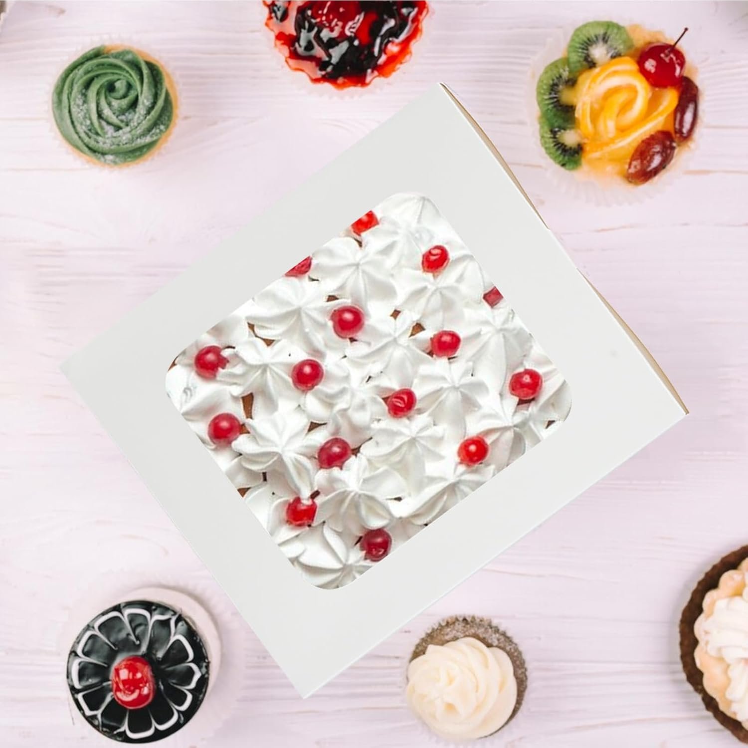 Wholesale 30 Pcs 10 Inch Square Cake Boxes with Clear Window White Disposable Bakery Dessert Pie Pastry Donut Packaging for Bake Goods Factory Wholesale 30 Pcs 10 Inch Square Cake Boxes with Clear Window White Disposable Bakery Dessert Pie Pastry Donut Packaging for Bake Goods Factory