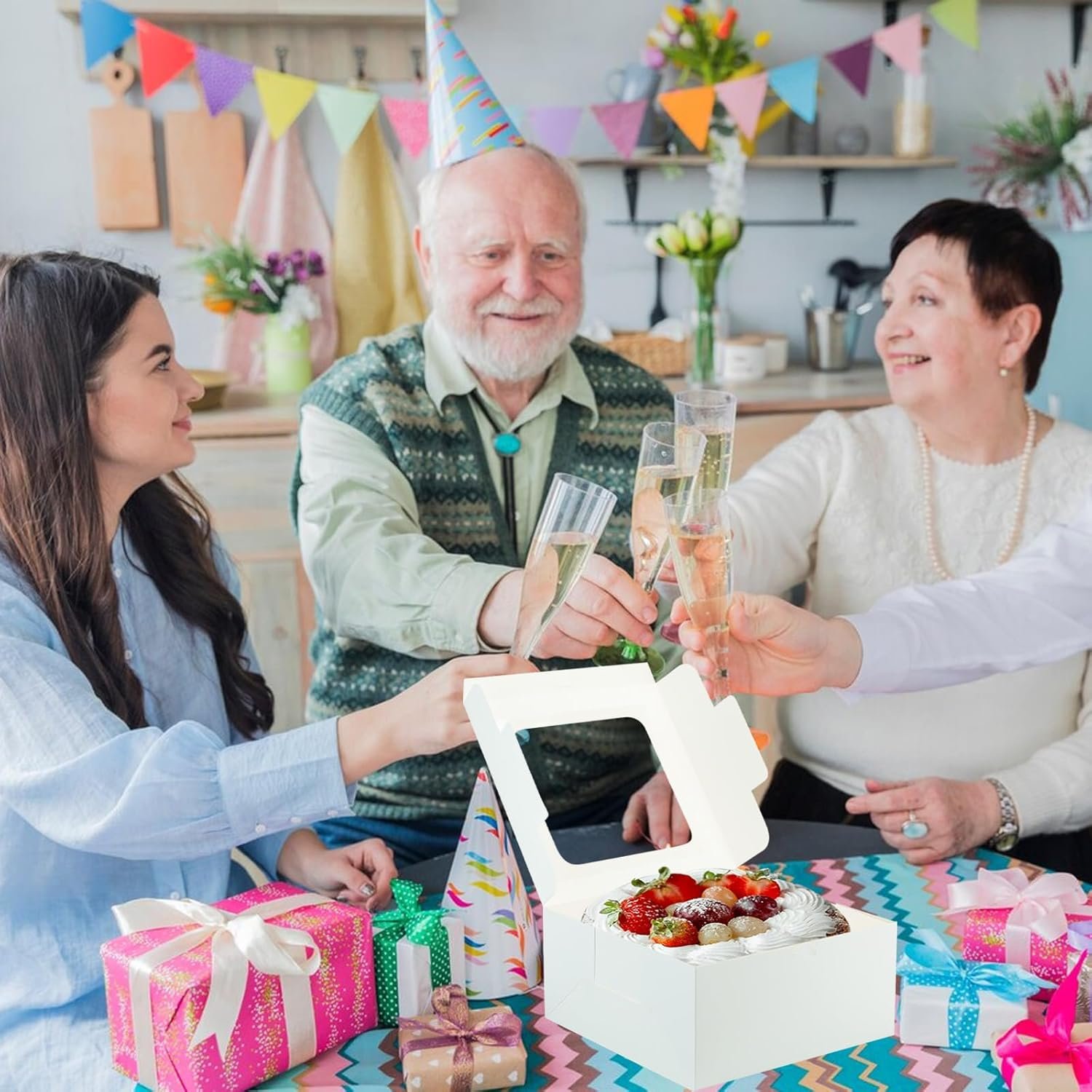 Wholesale 30 Pcs 10 Inch Square Cake Boxes with Clear Window White Disposable Bakery Dessert Pie Pastry Donut Packaging for Bake Goods Factory Wholesale 30 Pcs 10 Inch Square Cake Boxes with Clear Window White Disposable Bakery Dessert Pie Pastry Donut Packaging for Bake Goods Factory