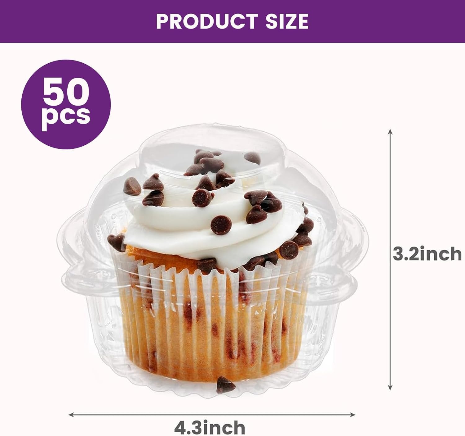 Wholesale 120 Pack Individual Plastic Cupcake Containers 4.3 x 3.2 Inches with Lids for Weddings Baby Showers Birthdays Parties Factory