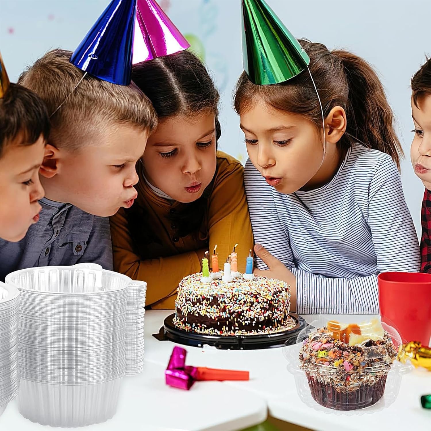 Wholesale 120 Pack Individual Plastic Cupcake Containers 4.3 x 3.2 Inches with Lids for Weddings Baby Showers Birthdays Parties Factory