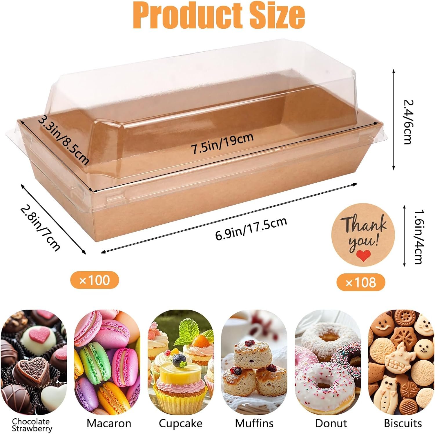 Wholesale 100-Pack Charcuterie Boxes Clear Lids 108 Stickers Mini Paper Food Containers Bakery Treats Desserts Cupcakes Sandwiches Strawberries Cookies Factory