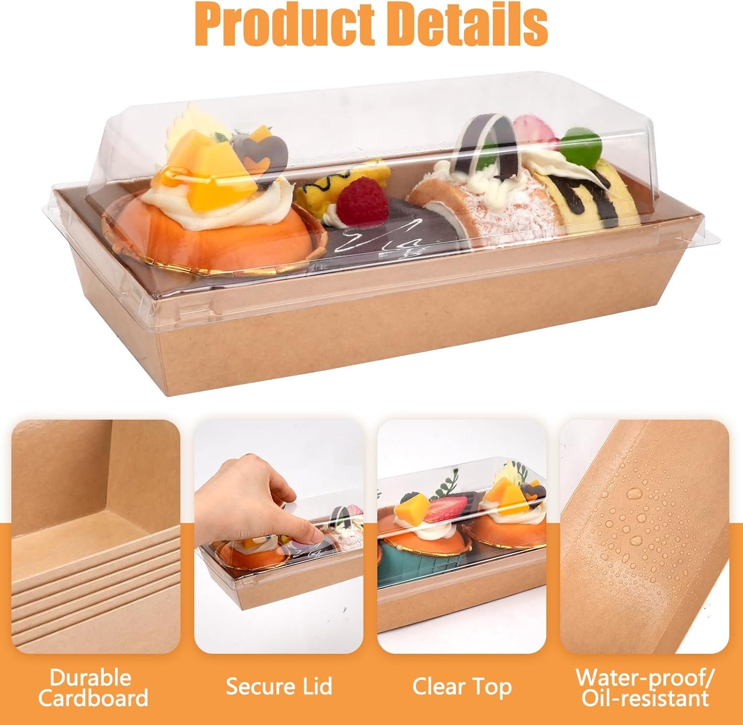 Wholesale 100-Pack Charcuterie Boxes Clear Lids 108 Stickers Mini Paper Food Containers Bakery Treats Desserts Cupcakes Sandwiches Strawberries Cookies Factory