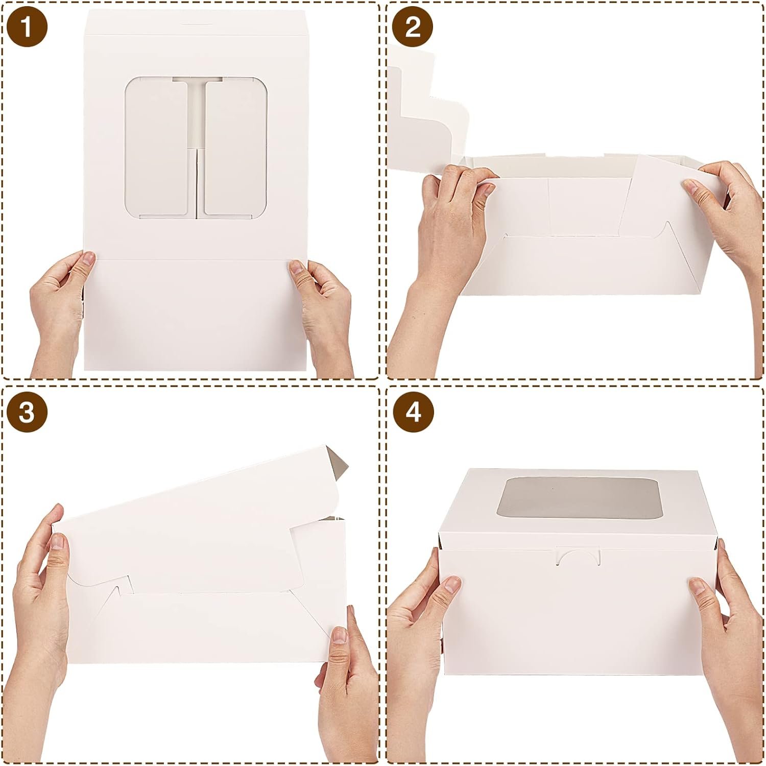 Wholesale 24 Sets 10x10x5 Inch Disposable Cake Boxes with Boards and Stickers for Pastries Cupcakes Pies Cookies Bakery Mother's Day Factory