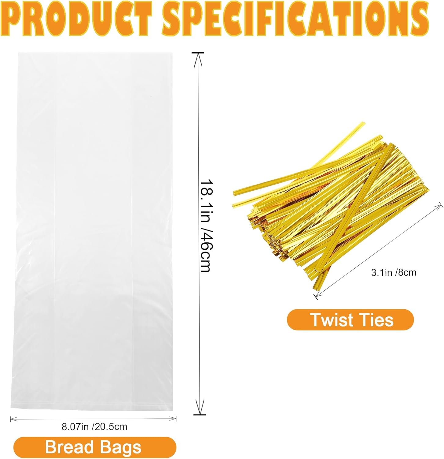 Wholesale 120Pcs Plastic Bread Bags with Ties 18x8x4 Inch Reusable Clear Loaf Bags Adjustable for Home Bakers Bakeries Factory