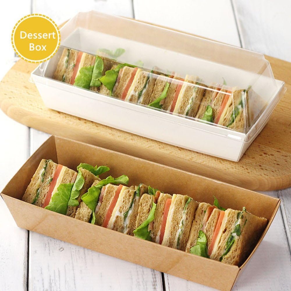 Wholesale Sandwich Kraft Paper Boxes with Clear Lids Individual Charcuterie Sushi Disposable Containers Grease-Resistant Recyclable Treat Boxes for Desserts White 20 Sets 7.5x3.3x2.4 Inch Factory Wholesale Sandwich Kraft Paper Boxes with Clear Lids Individual Charcuterie Sushi Disposable Containers Grease-Resistant Recyclable Treat Boxes for Desserts White 20 Sets 7.5x3.3x2.4 Inch Factory