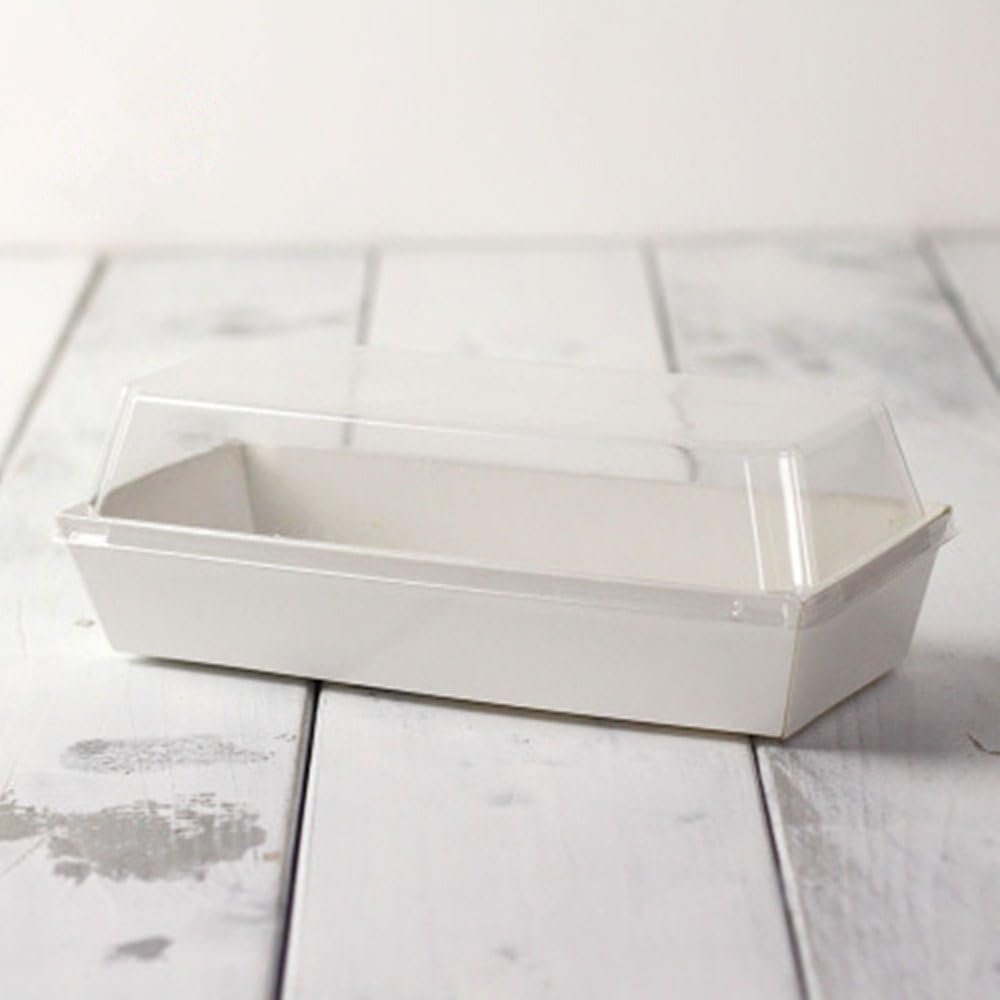 BBJ WRAPS Sandwich Kraft Paper Box with Clear Lids, Individual Charcuterie Sushi Disposable Container, Grease-Resistant and Recyclable Paper Treat Boxes for Desserts, White, 20 Sets-7.5"x3.3"x2.4"