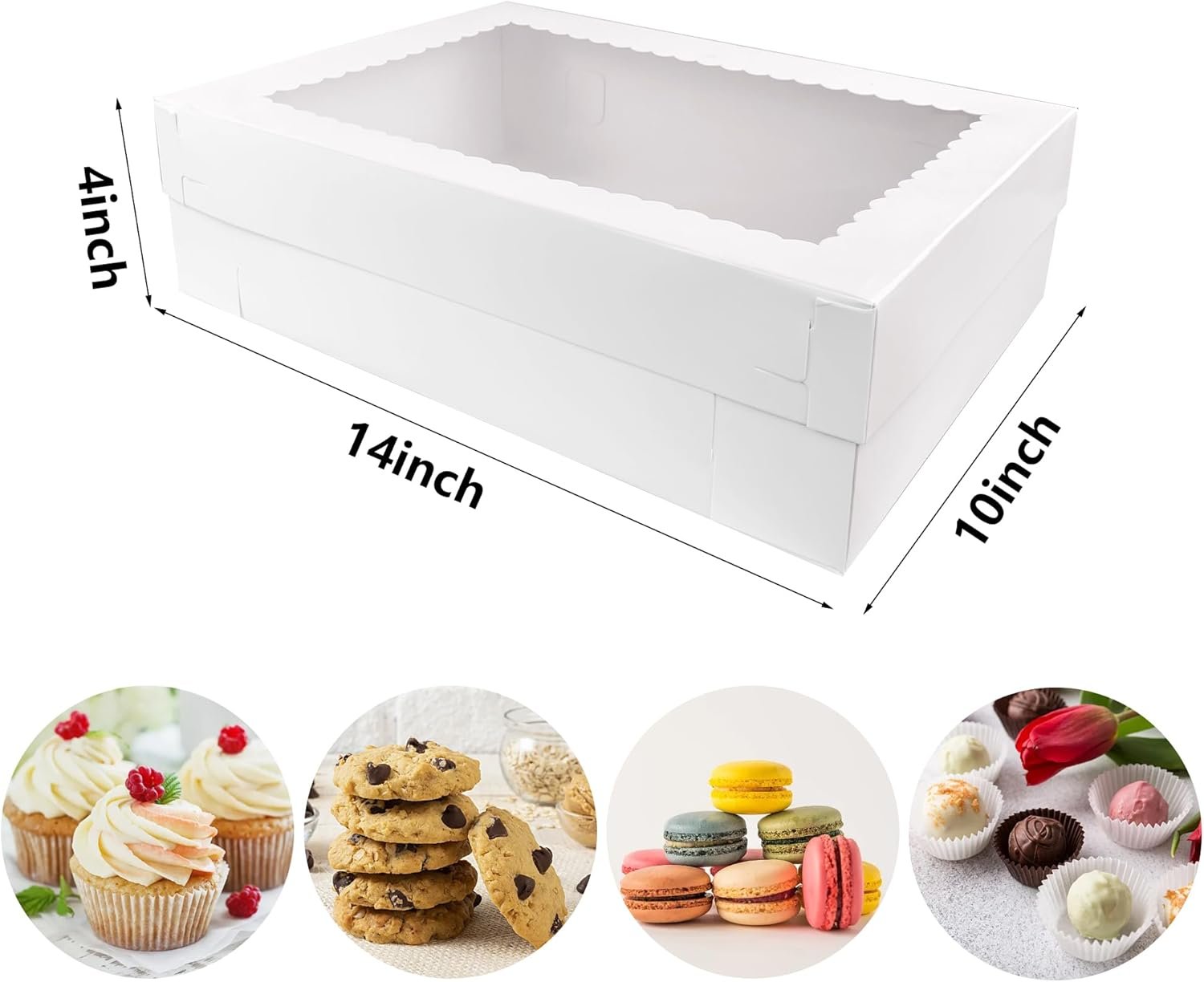 Wholesale 12 Pack 14x10x4 Inch White Cake Boxes with Window Bakery Treat Packaging for Donuts Cookies Desserts Cupcakes Pastry Pies Birthdays Weddings Easter Factory