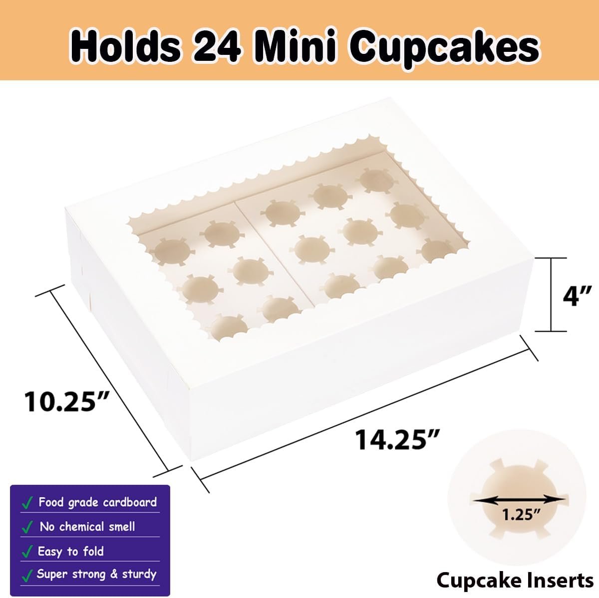 Wholesale Mini Cupcake Boxes 5 Pack Holds 24 Cupcakes 14x10x4 Inch White Bakery Holders with Window for Birthday Holiday Party Factory