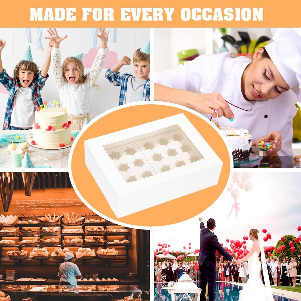 Wholesale Mini Cupcake Boxes 5 Pack Holds 24 Cupcakes 14x10x4 Inch White Bakery Holders with Window for Birthday Holiday Party Factory