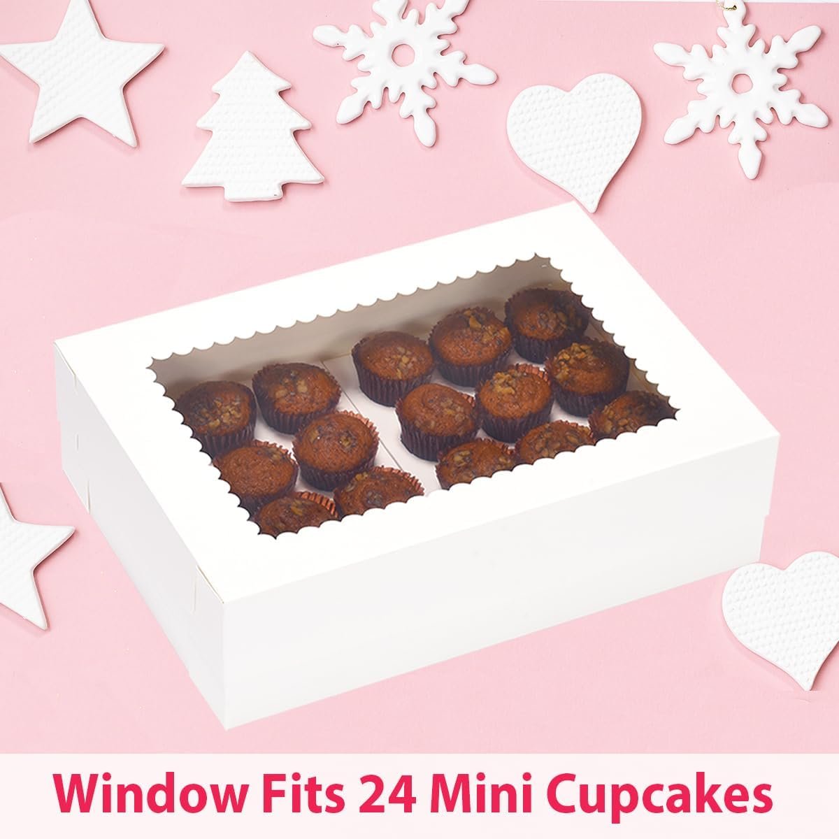 Wholesale Mini Cupcake Boxes 5 Pack Holds 24 Cupcakes 14x10x4 Inch White Bakery Holders with Window for Birthday Holiday Party Factory