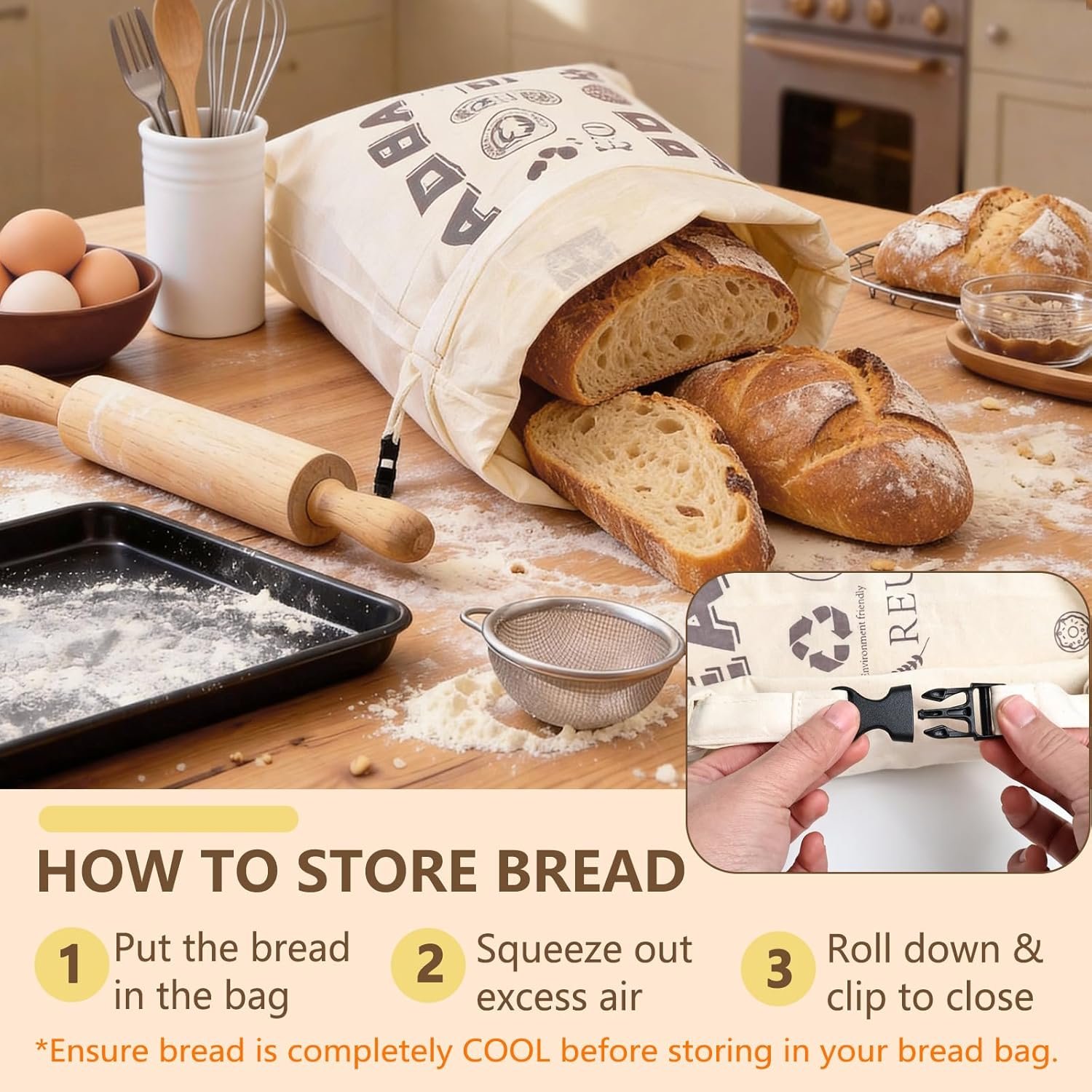 Wholesale Reusable Beeswax-Lined Cotton Bread Bags Sourdough Storage Bakery Essentials Freshness Keeper Homemade 2 Pack Factory