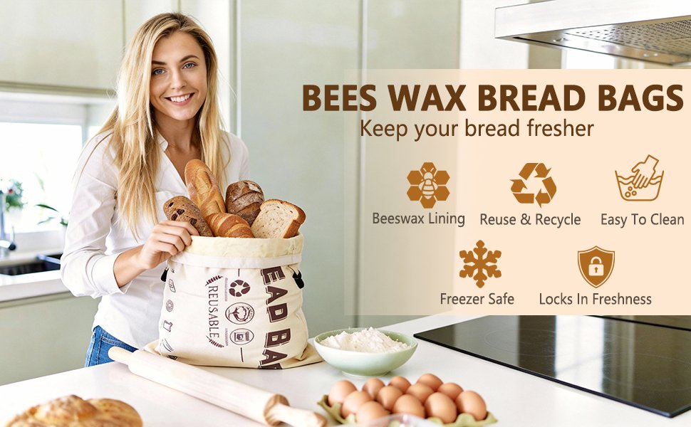 Wholesale Reusable Beeswax-Lined Cotton Bread Bags Sourdough Storage Bakery Essentials Freshness Keeper Homemade 2 Pack Factory