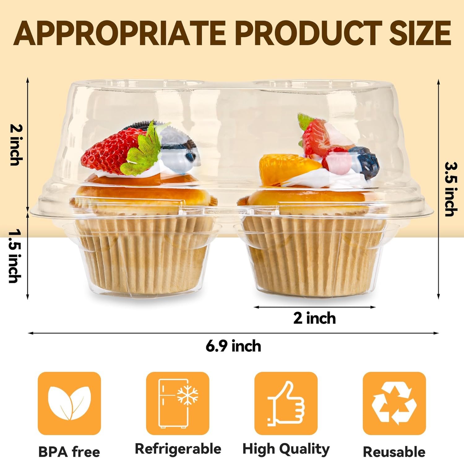 Wholesale 25-Pack 2-Count Cupcake Containers with Connected Airtight Lids for 50 Cupcakes Muffins BPA-Free Standard Size Factory