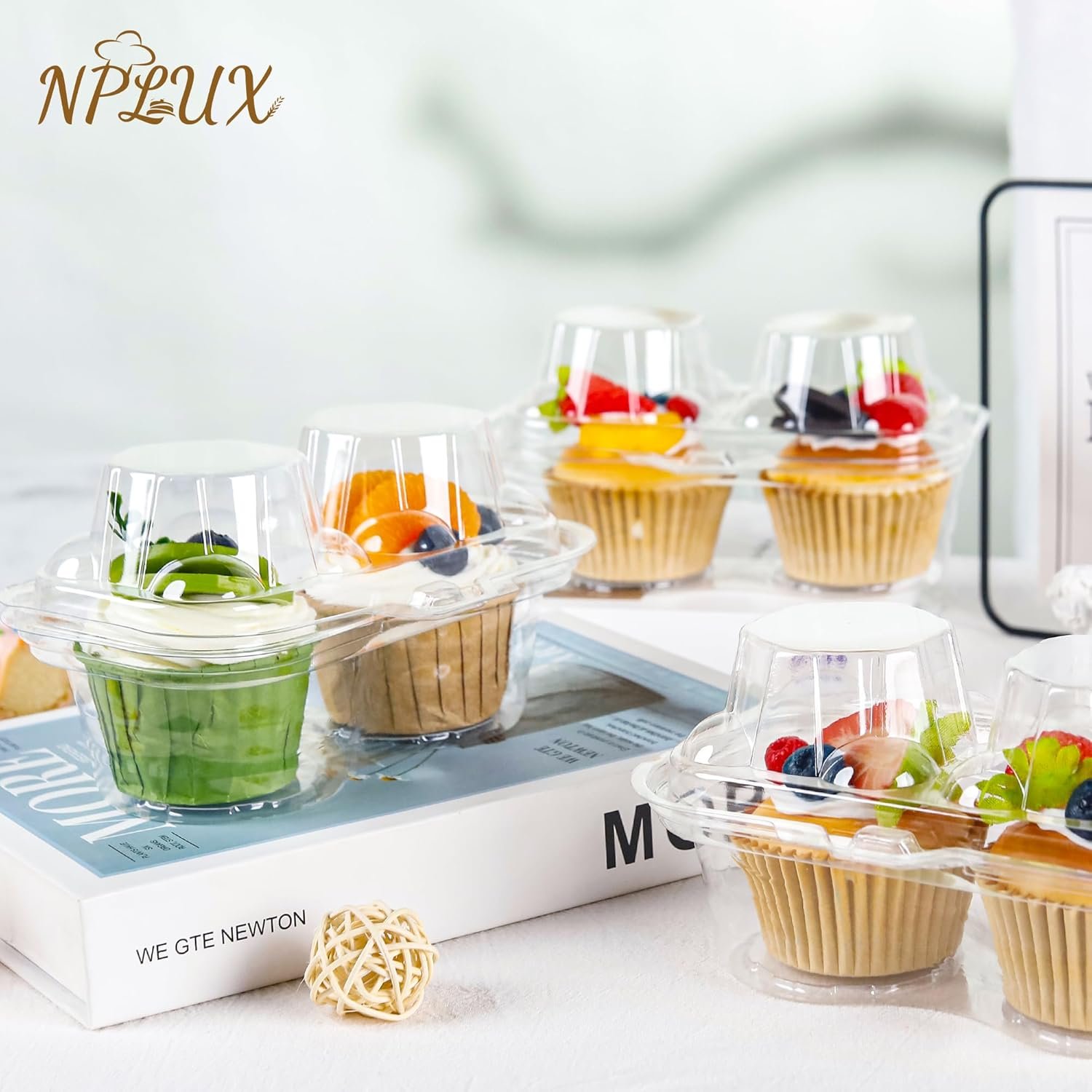 Wholesale 25-Pack 2-Count Cupcake Containers with Connected Airtight Lids for 50 Cupcakes Muffins BPA-Free Standard Size Factory