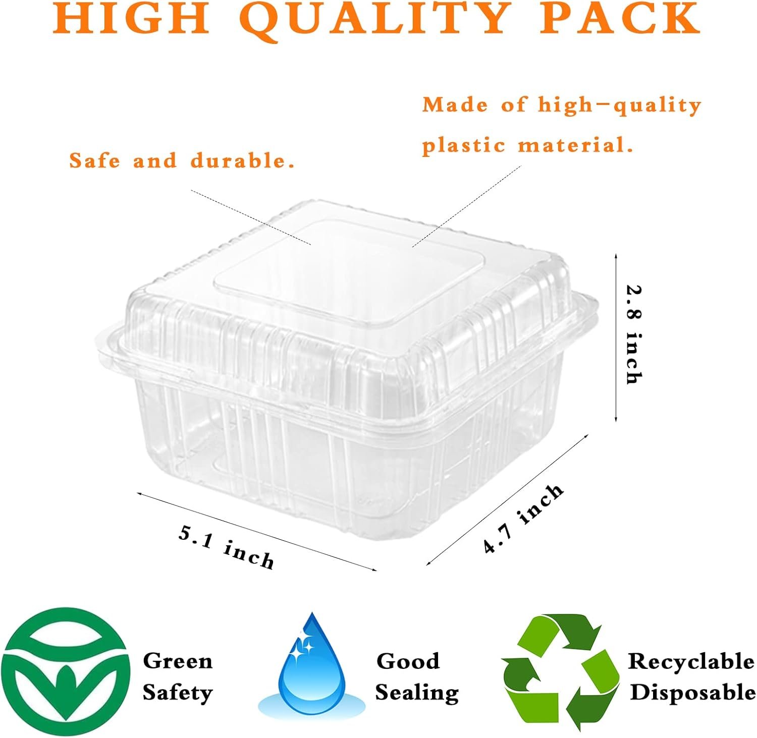 Wholesale 100 Count Clear Plastic Hinged Takeout Containers with Lids Clamshell Trays for Cake Slices Desserts Factory