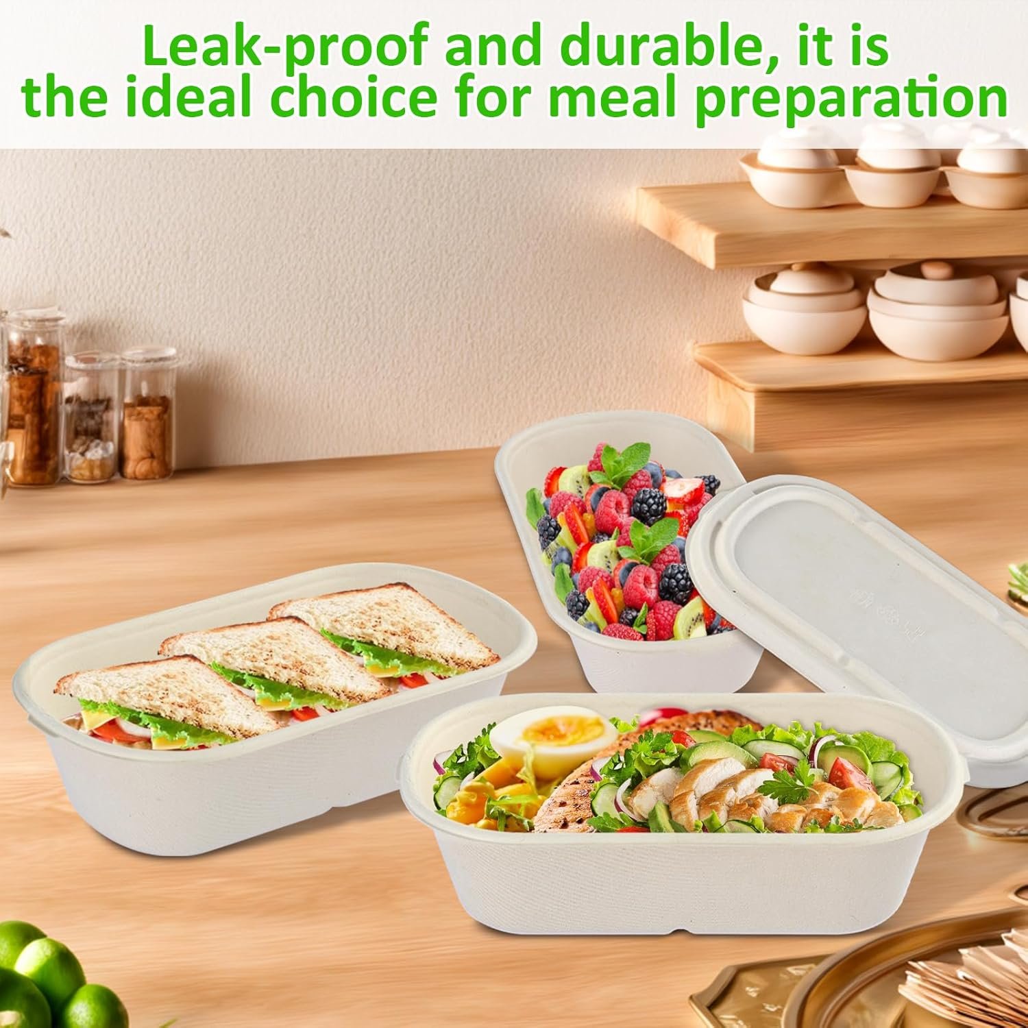 Wholesale 50 Pack 34 oz/1000ml Disposable Paper Food Containers with Lids for Meal Prep Lunch Takeout Salads Sandwiches Pasta Nachos Burritos To-Go Boxes Factory