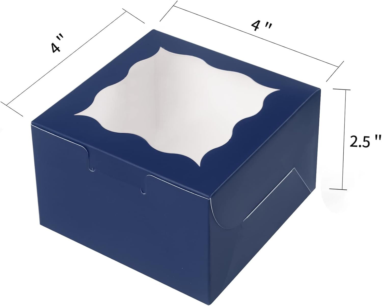 Wholesale 60 Pcs 4x4x2.5 Inch Blue Bakery Boxes with Window Kraft Paper Individual Packaging for Cupcakes Cookies Pastries Pies Donuts Macarons Factory