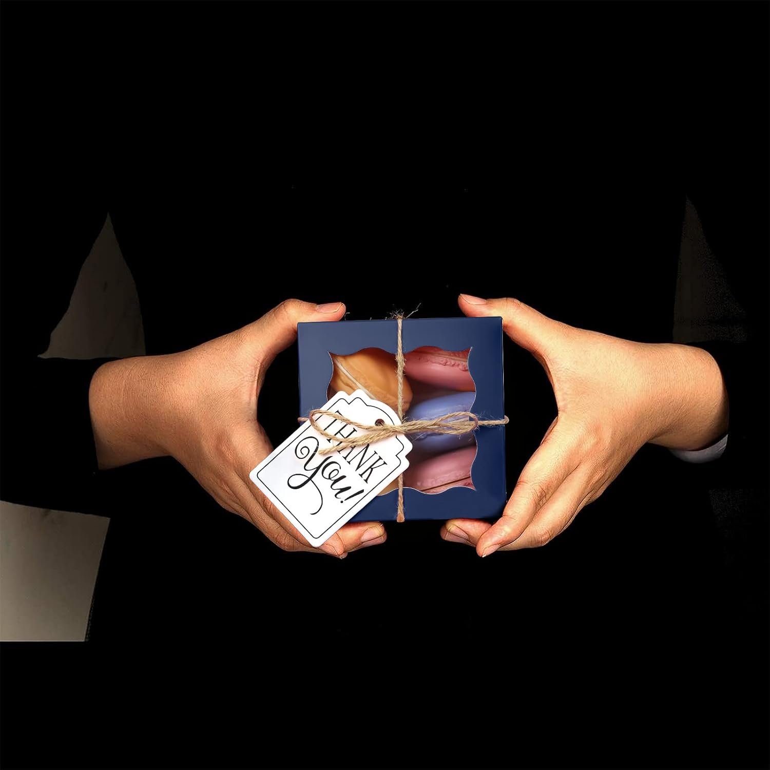 Wholesale 60 Pcs 4x4x2.5 Inch Blue Bakery Boxes with Window Kraft Paper Individual Packaging for Cupcakes Cookies Pastries Pies Donuts Macarons Factory