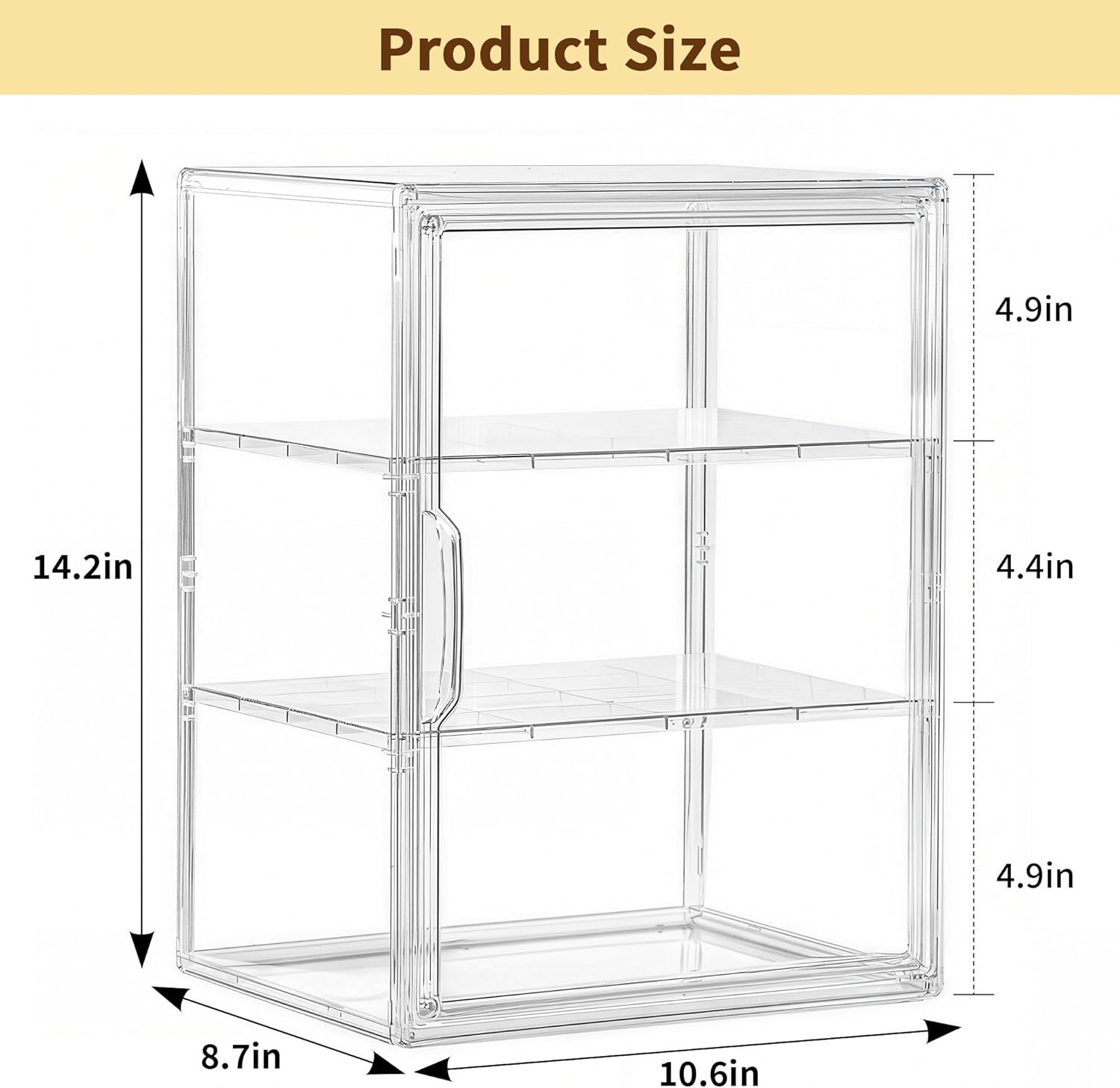 OEM Large 3-Tier Adjustable Pastry Display Case Bread Box Clear Storage with Magnetic Door for Kitchen Countertop Bagels Donuts Factory