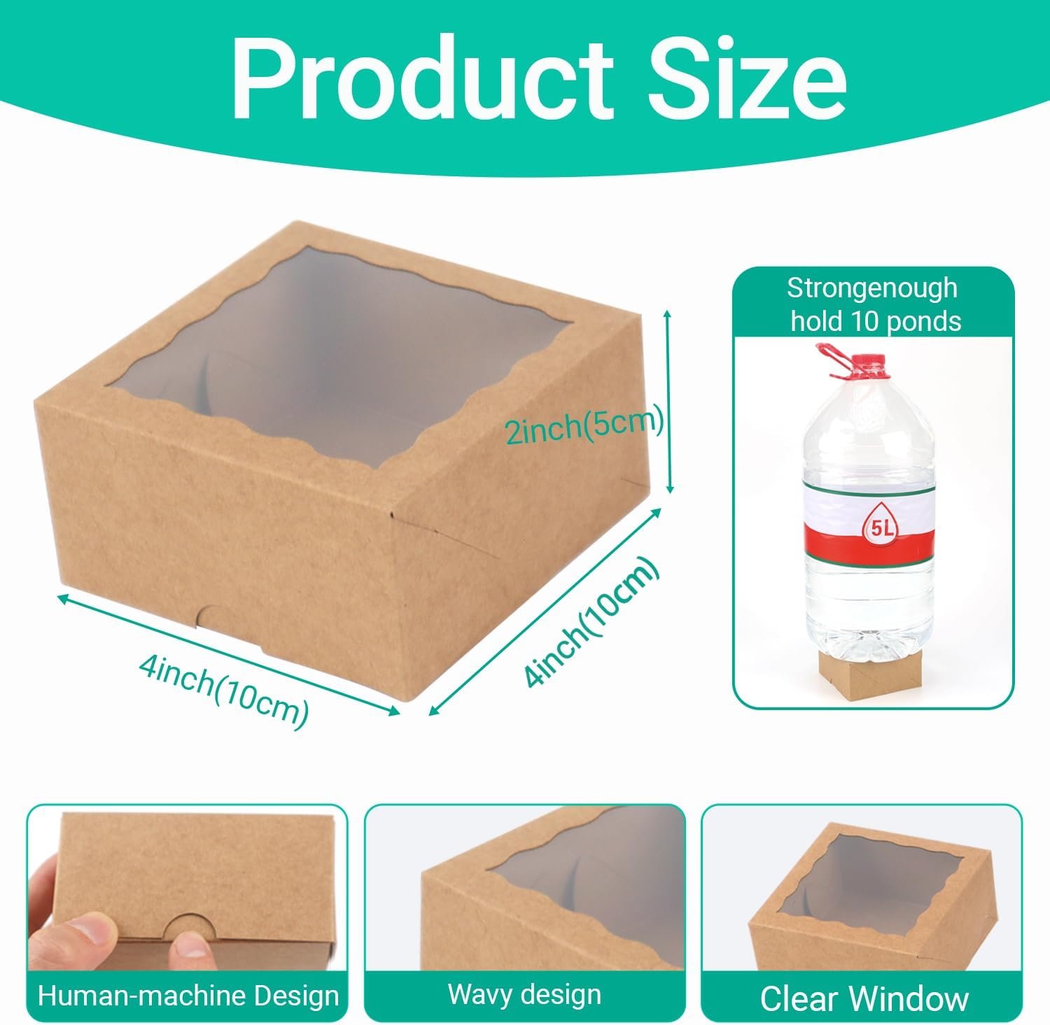 Wholesale 50-Count 4x4x2 Inch Food-Safe Brown Bakery Boxes for Pastries Cookies Truffles Wedding Favors Cakes Pies Cinnamon Rolls Factory