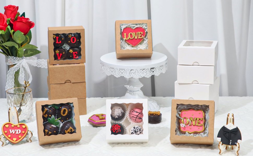 Wholesale 50-Count 4x4x2 Inch Food-Safe Brown Bakery Boxes for Pastries Cookies Truffles Wedding Favors Cakes Pies Cinnamon Rolls Factory