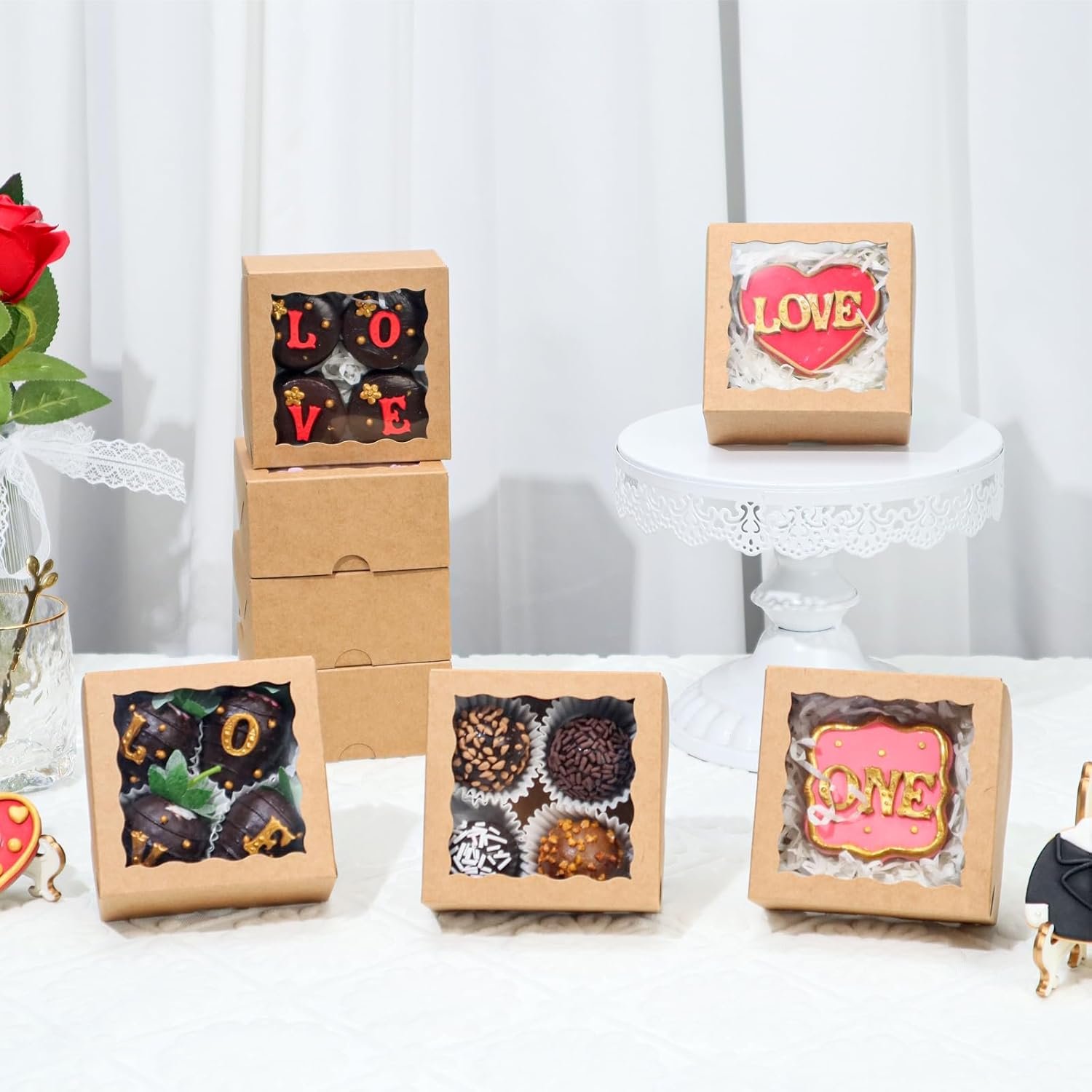 Wholesale 50-Count 4x4x2 Inch Food-Safe Brown Bakery Boxes for Pastries Cookies Truffles Wedding Favors Cakes Pies Cinnamon Rolls Factory