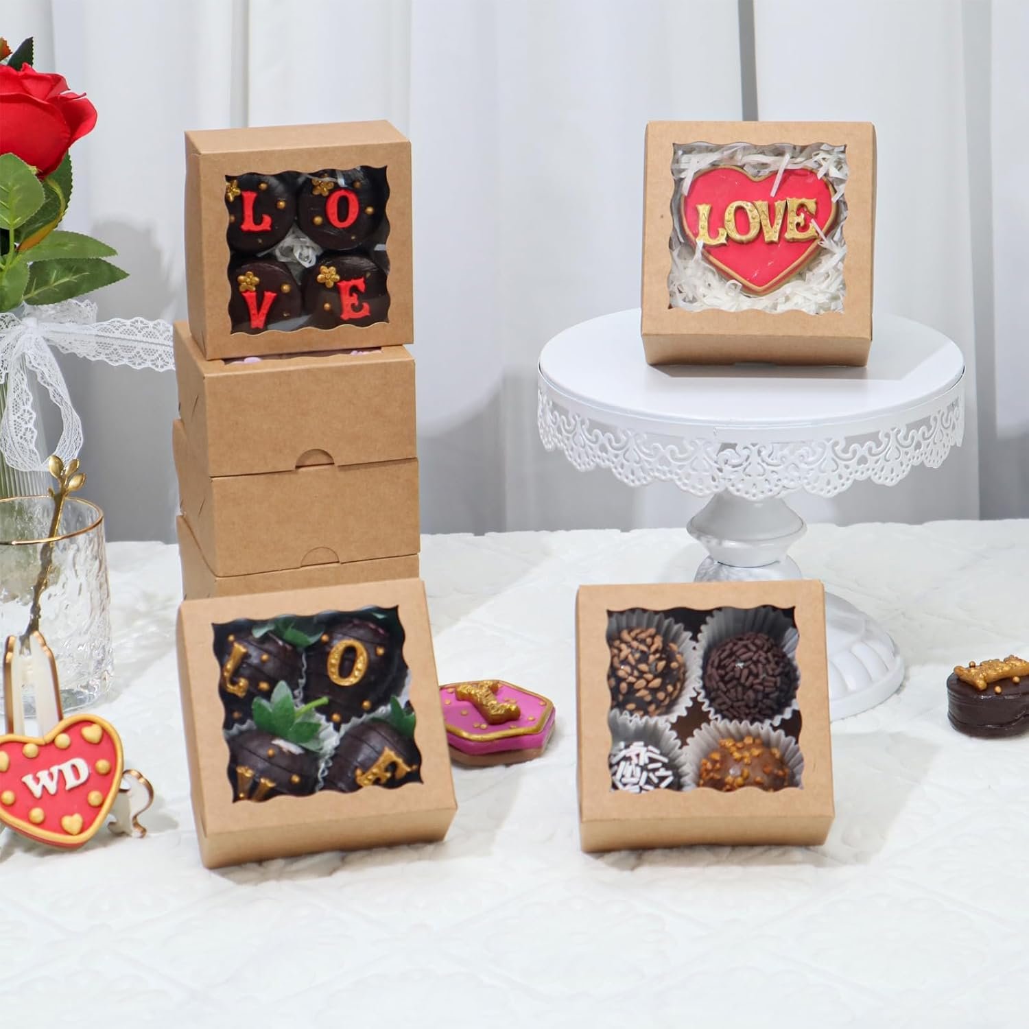 Wholesale 50-Count 4x4x2 Inch Food-Safe Brown Bakery Boxes for Pastries Cookies Truffles Wedding Favors Cakes Pies Cinnamon Rolls Factory