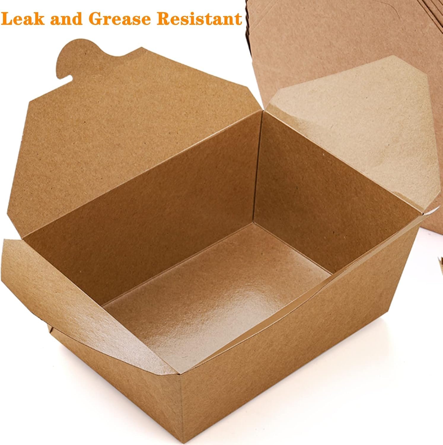 Wholesale 35 Pack 110 Oz Large Kraft Paper Takeout Food Containers Leakproof Grease Resistant Microwaveable Disposable Brown Boxes Factory