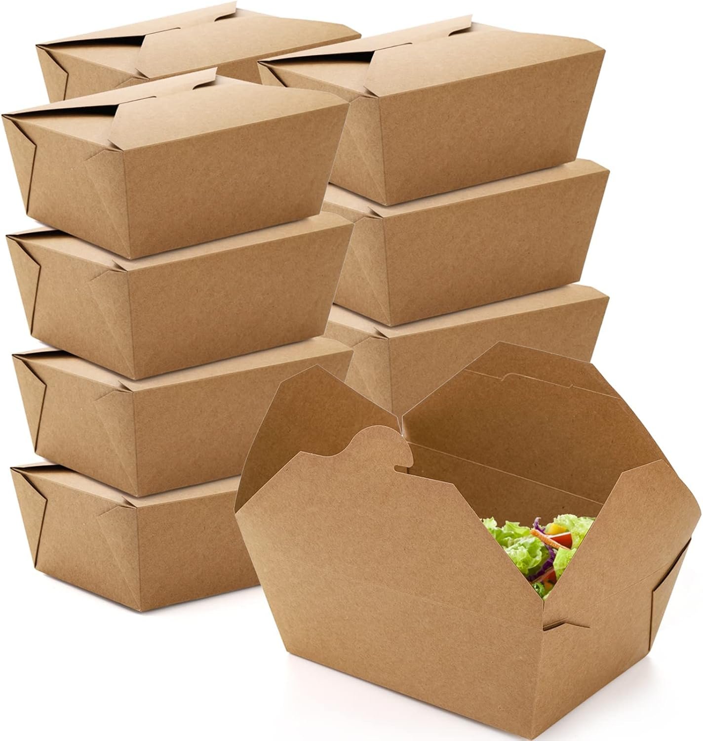 Wholesale 35 Pack 110 Oz Large Kraft Paper Takeout Food Containers Leakproof Grease Resistant Microwaveable Disposable Brown Boxes Factory