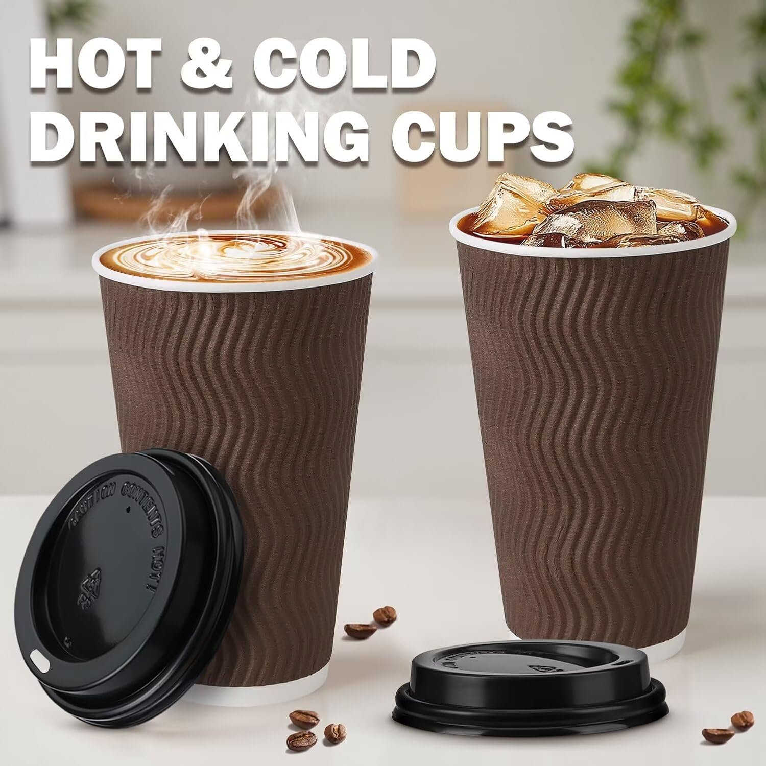 Wholesale 16 oz Disposable Coffee Cups with Lids 50 Pack Insulated To-Go Paper Cups for Hot Cold Drinks Factory Wholesale 16 oz Disposable Coffee Cups with Lids 50 Pack Insulated To-Go Paper Cups for Hot Cold Drinks Factory