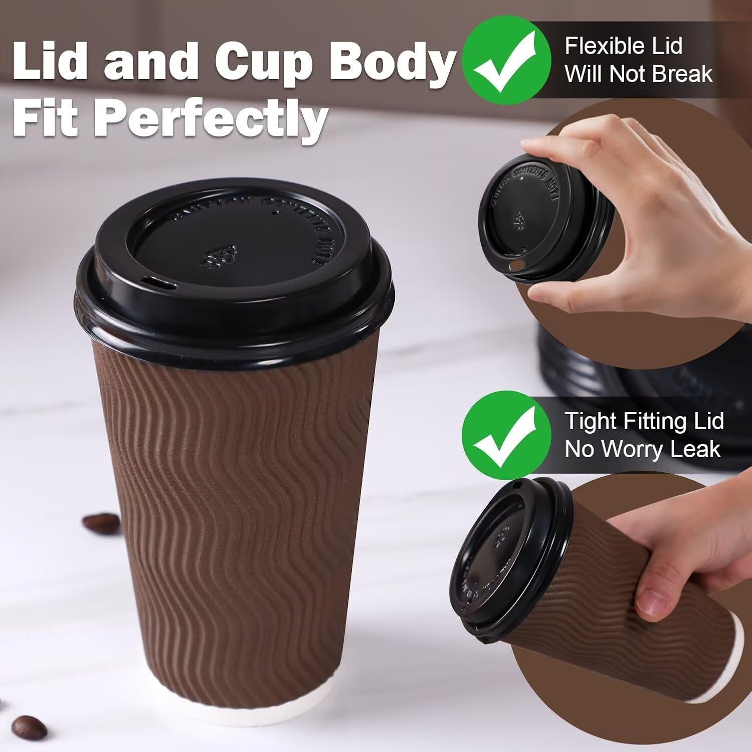 Wholesale 16 oz Disposable Coffee Cups with Lids 50 Pack Insulated To-Go Paper Cups for Hot Cold Drinks Factory Wholesale 16 oz Disposable Coffee Cups with Lids 50 Pack Insulated To-Go Paper Cups for Hot Cold Drinks Factory