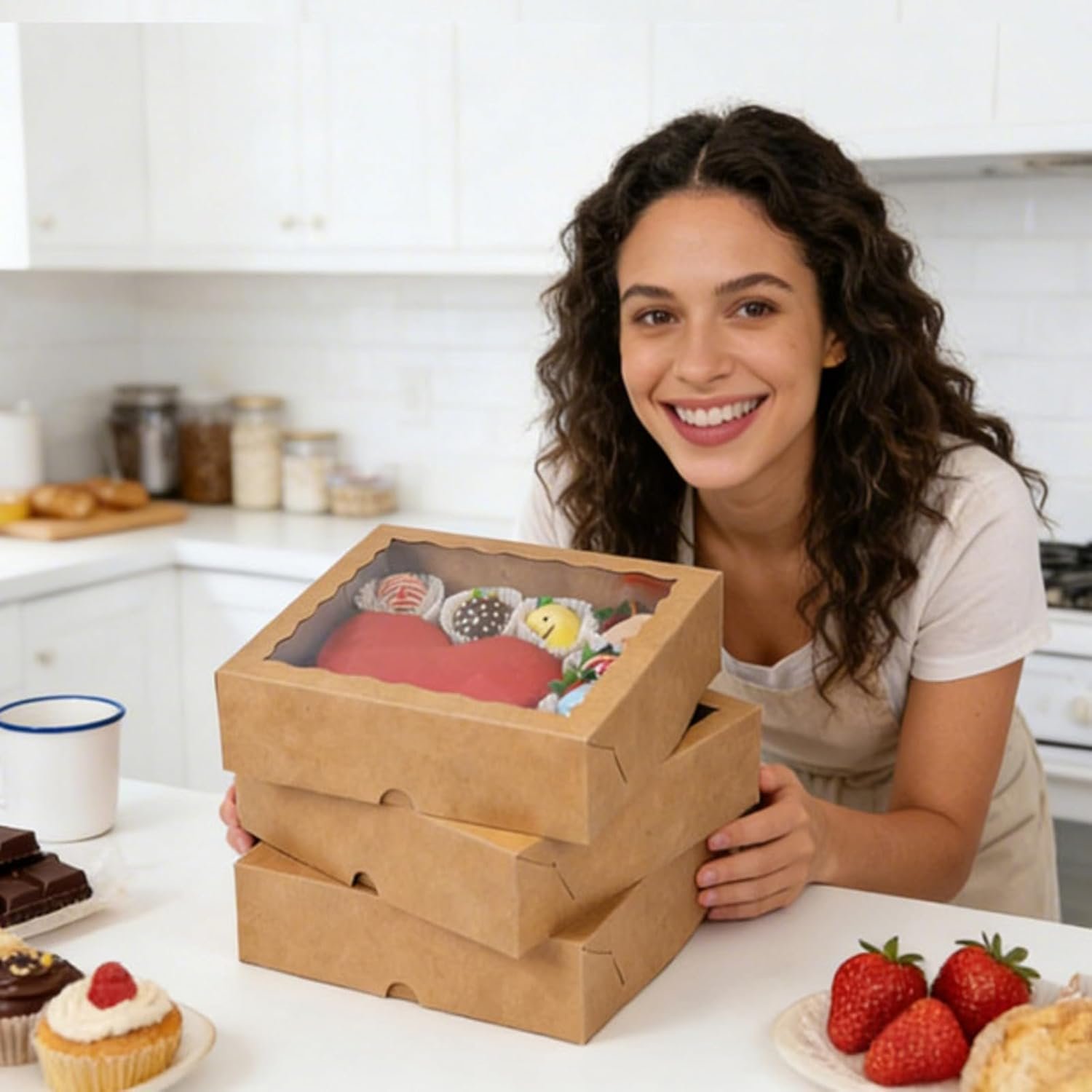 Wholesale 6PCS 9x9x2.5 Inch Brown Bakery Boxes with Window for Chocolate Strawberries Macarons Truffles Ideal for Thanksgiving Mother's Day Christmas Party Favors Holidays Factory Wholesale 6PCS 9x9x2.5 Inch Brown Bakery Boxes with Window for Chocolate Strawberries Macarons Truffles Ideal for Thanksgiving Mother's Day Christmas Party Favors Holidays Factory