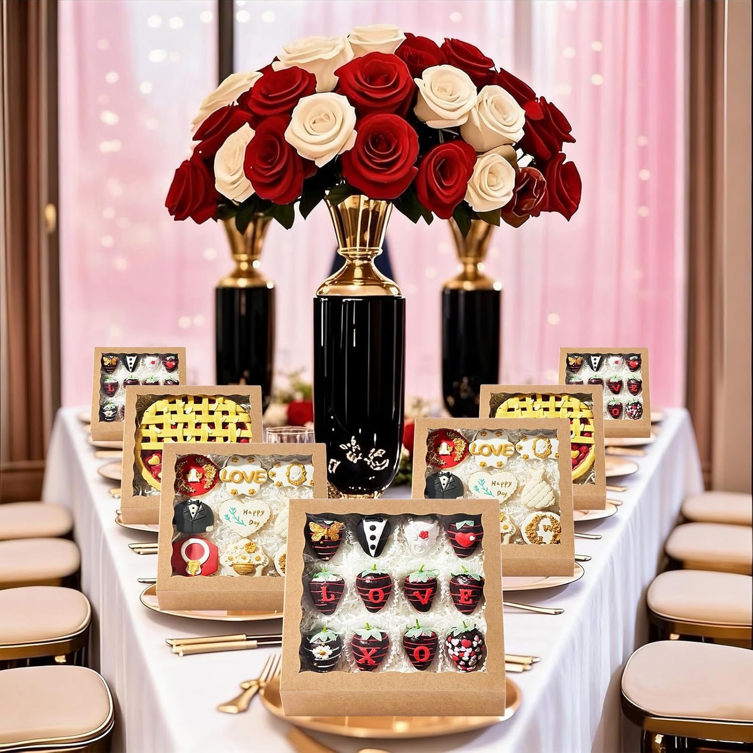 Wholesale 6PCS 9x9x2.5 Inch Brown Bakery Boxes with Window for Chocolate Strawberries Macarons Truffles Ideal for Thanksgiving Mother's Day Christmas Party Favors Holidays Factory Wholesale 6PCS 9x9x2.5 Inch Brown Bakery Boxes with Window for Chocolate Strawberries Macarons Truffles Ideal for Thanksgiving Mother's Day Christmas Party Favors Holidays Factory